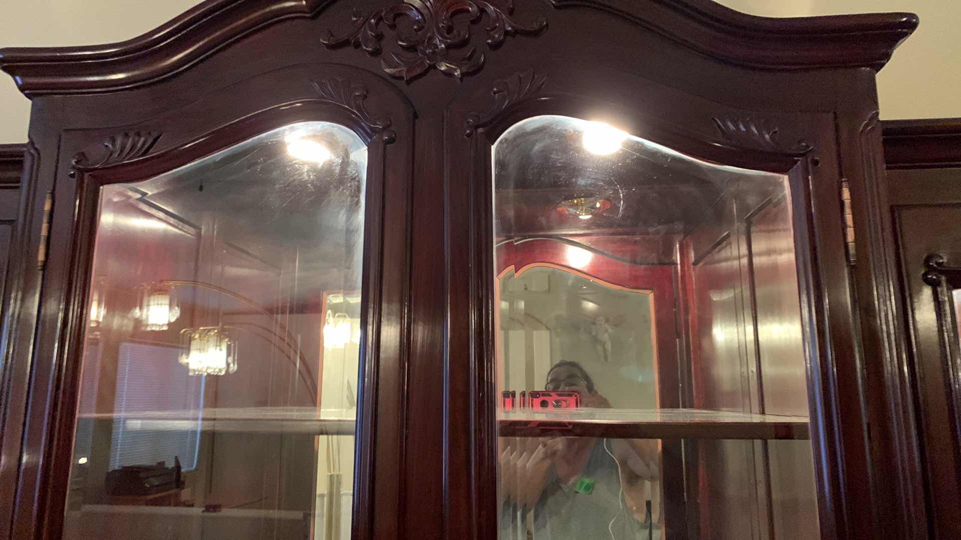 Photo 1 of ORIENTAL ROSE WOOD MOTHER OF PEARL INLAID ROYAL PALACE CHINA CABINET 71” C 20” H 82” $1000 COMES IN TWO PIECES