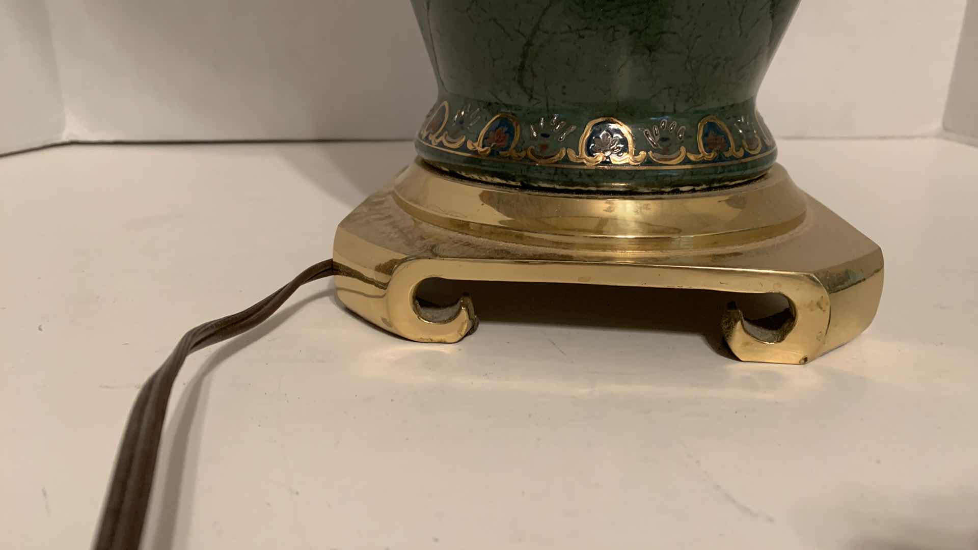 Photo 1 of VINTAGE GREEN PORCELAIN KAMP WITH MING STYLE BASE 31” TALL