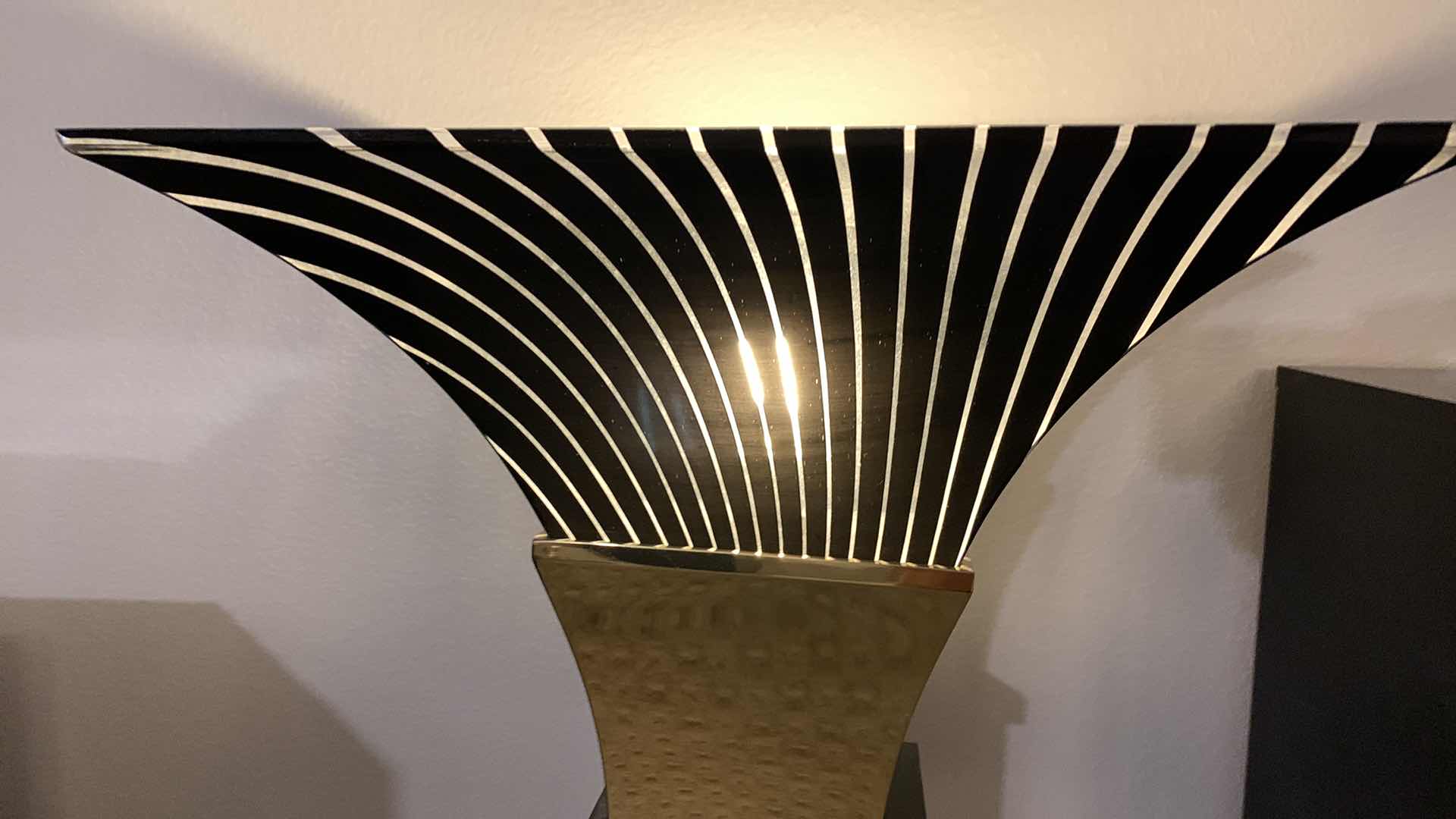 Photo 1 of VINTAGE 1970’S BRASS/BLACK TORCHIERE FLOOR LAMP 16” X 16” H 34” $750