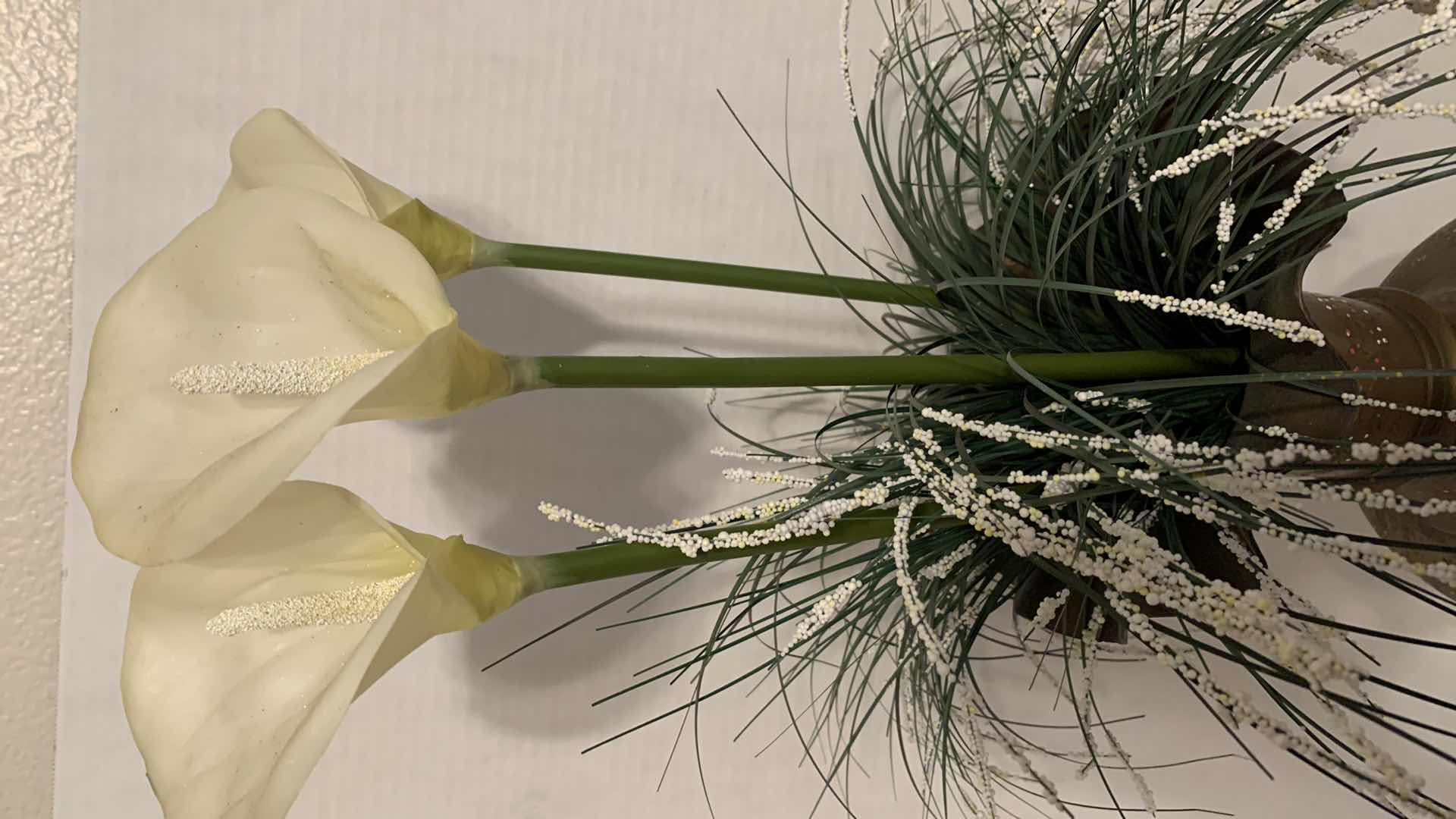 Photo 1 of BRASS VASE WITH FLOWERS 34”