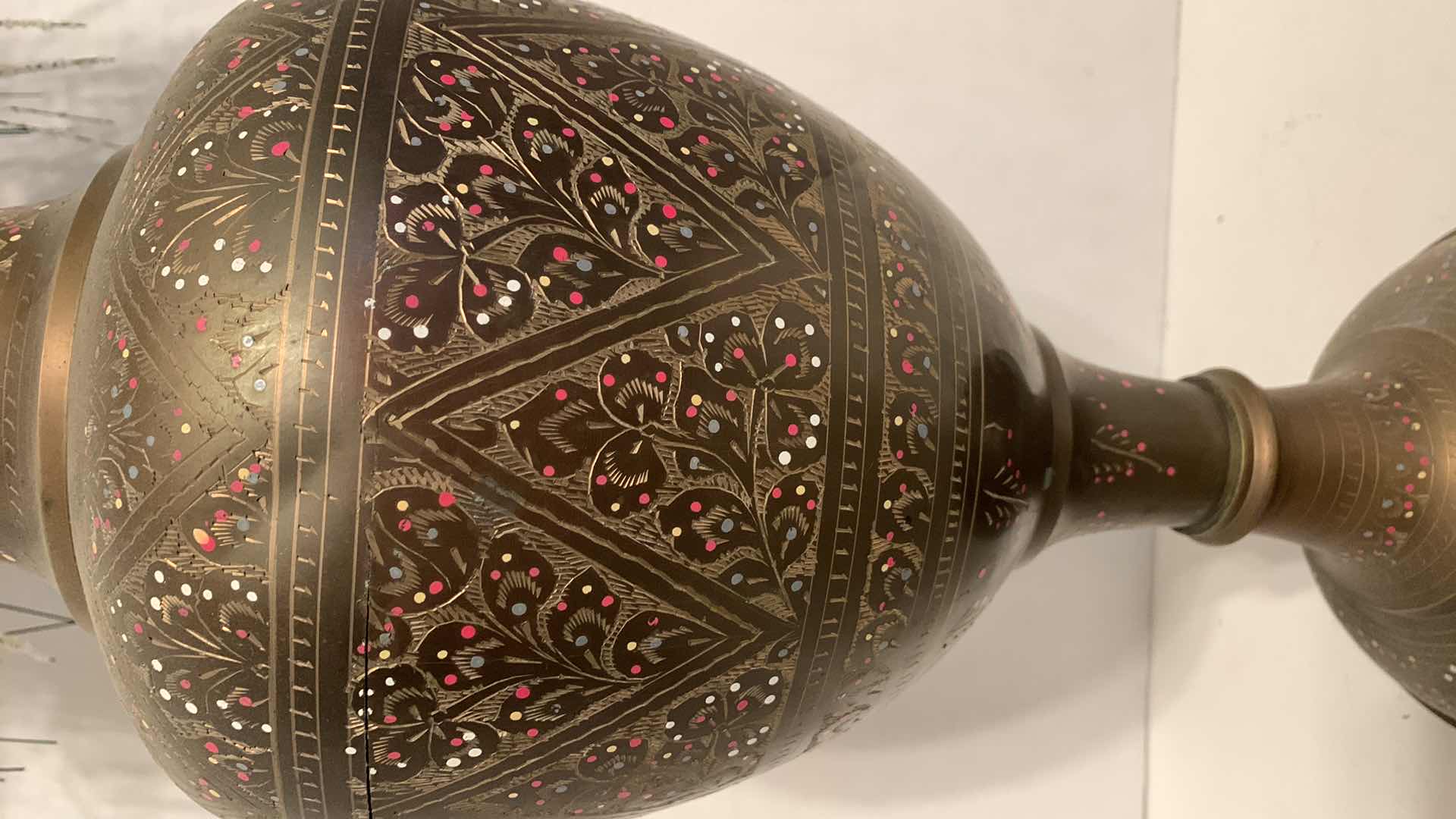 Photo 1 of BRASS VASE WITH FLOWERS 34”