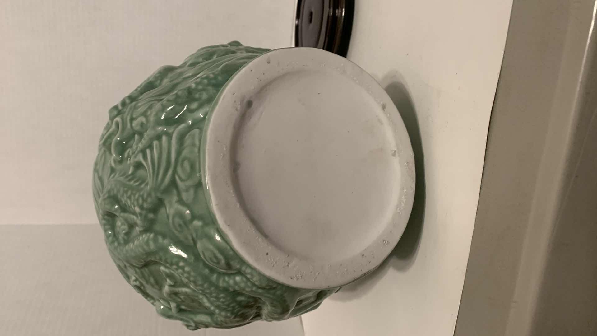 Photo 1 of VINTAGE CELADON DRAGON VASE 9” X 17”