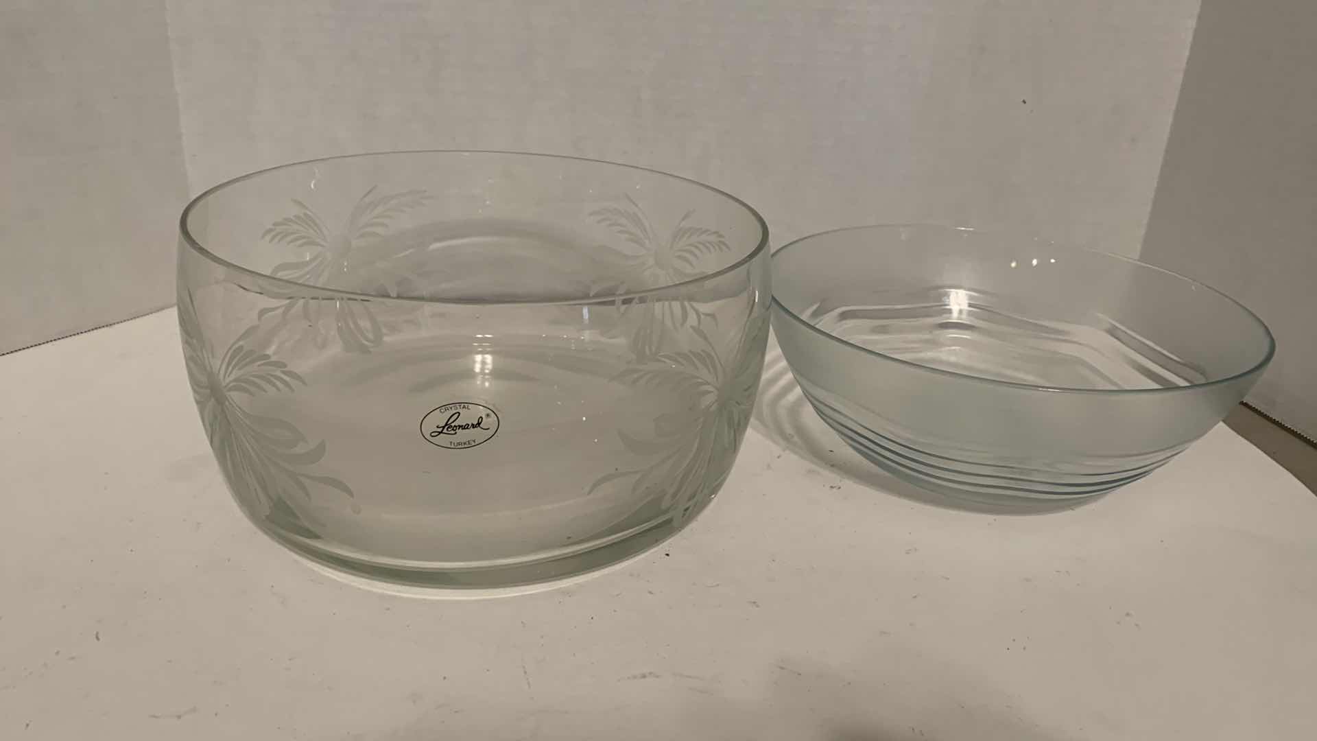 Photo 1 of LEONARD CRYSTAL BOWL 10” CIRCUMFERENCE AND ANOTHER BOWL