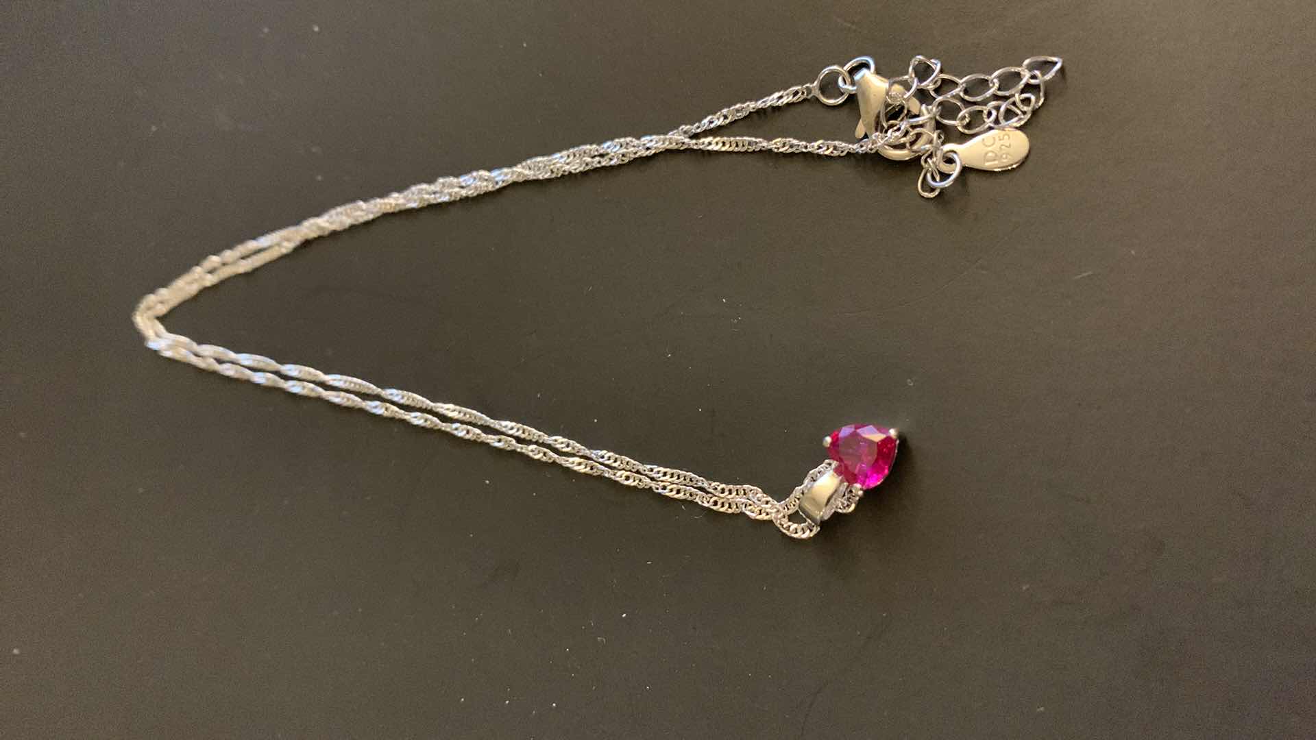 Photo 1 of LAB CREATED HEART SHAPED RUBY RHODIUM OVER STERLING SILVER RING,EARRINGS, AND NECKLACE