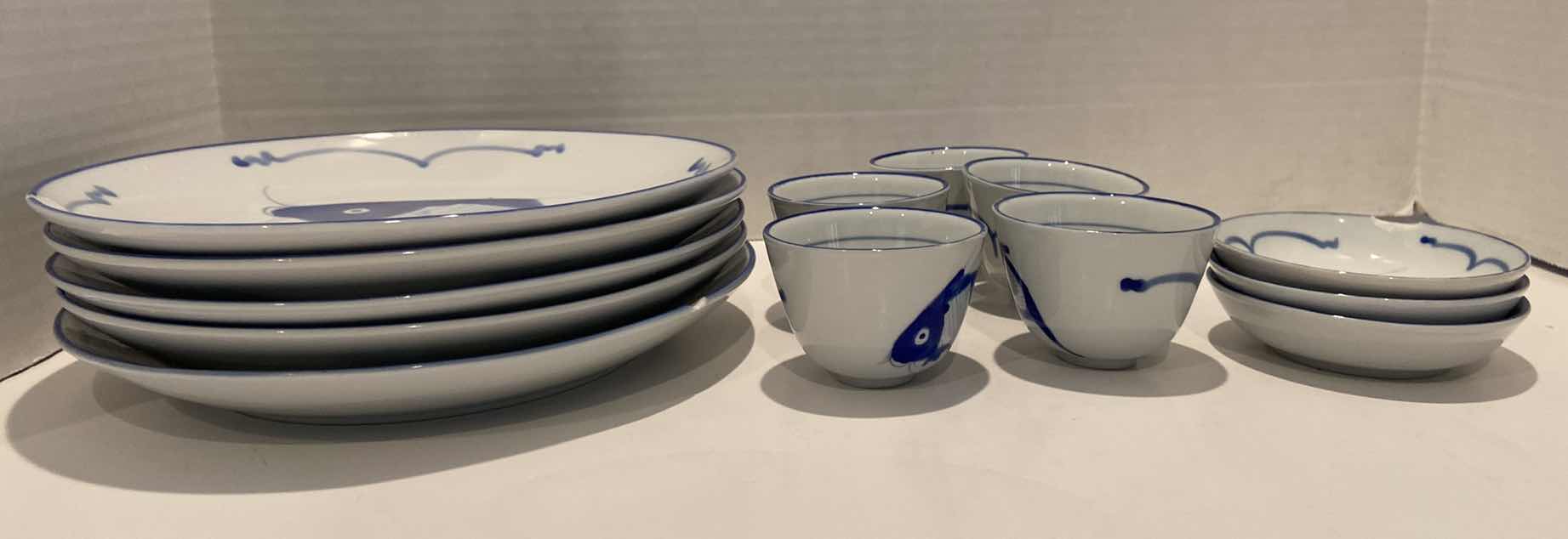 Photo 1 of CHINESE BLUE KOI DINNERWARE SET