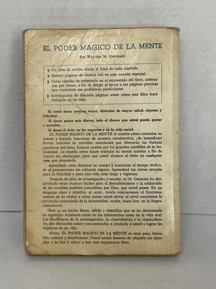 Photo 3 of EL PODER MAGICO DE LA MENTE WALTER M. GERMAIN 1965 PAPERBACK CB