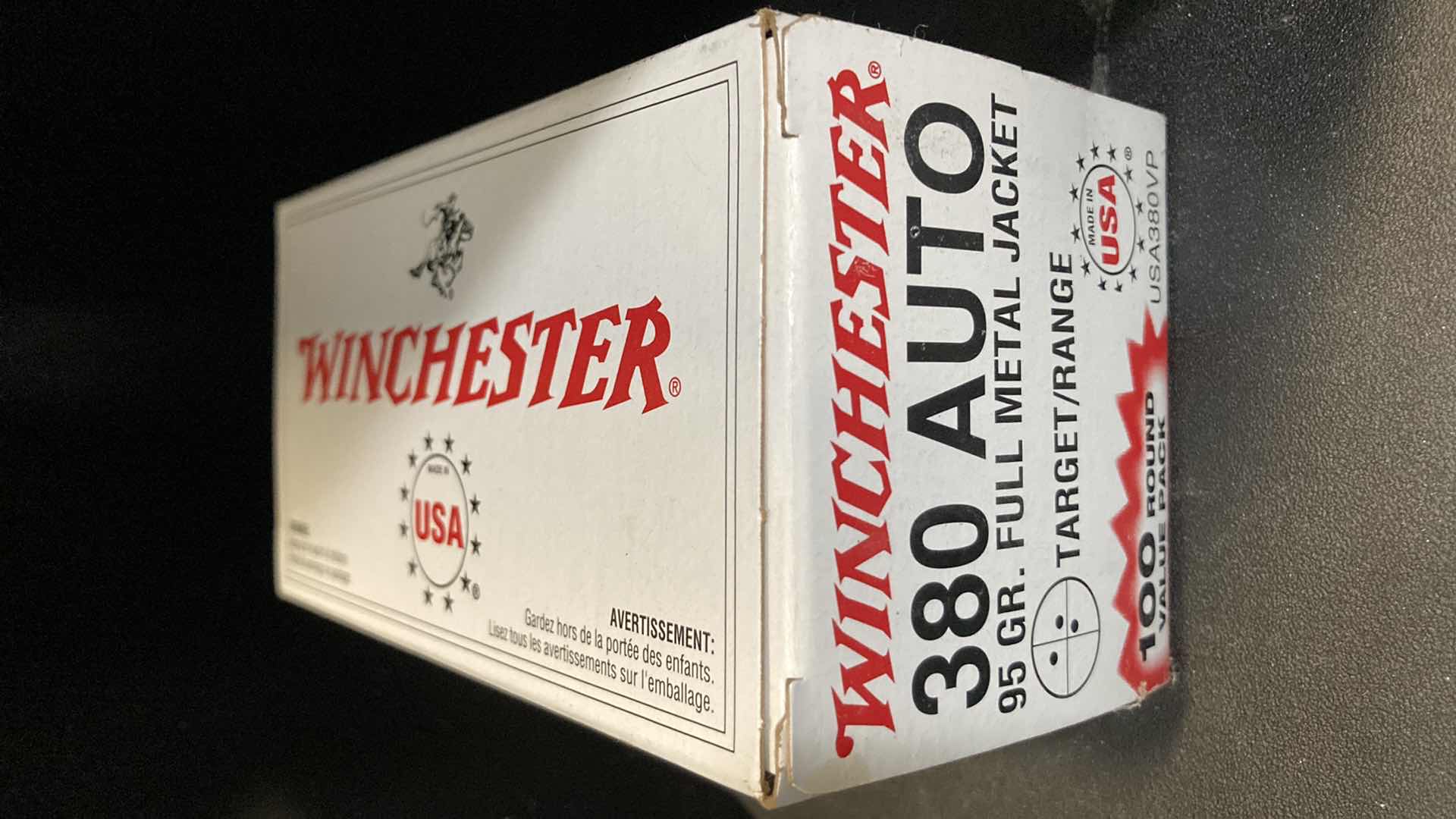 Photo 1 of WINCHESTER 380 AUTO FMJ AMMO (100)