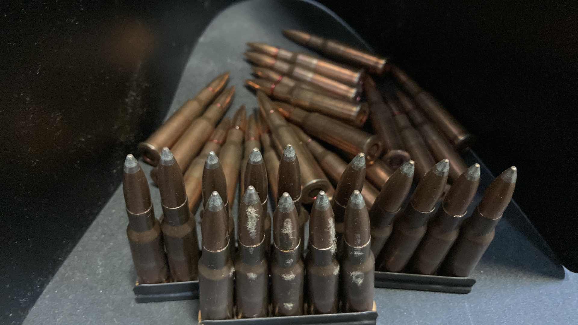 Photo 1 of 7.62X54R AMMO (35) W 3 CLIPS