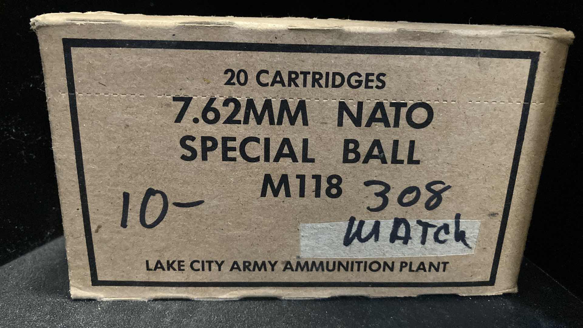 Photo 1 of LAKE CITY ARMY 7.62 NATO SPEC BALL M118 MATCH 308 AMMO (20)