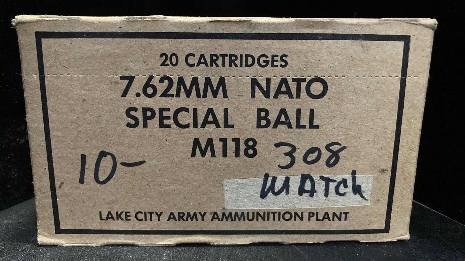 Photo 1 of LAKE CITY ARMY 7.62 NATO SPEC BALL M118 MATCH 308 AMMO (20)
