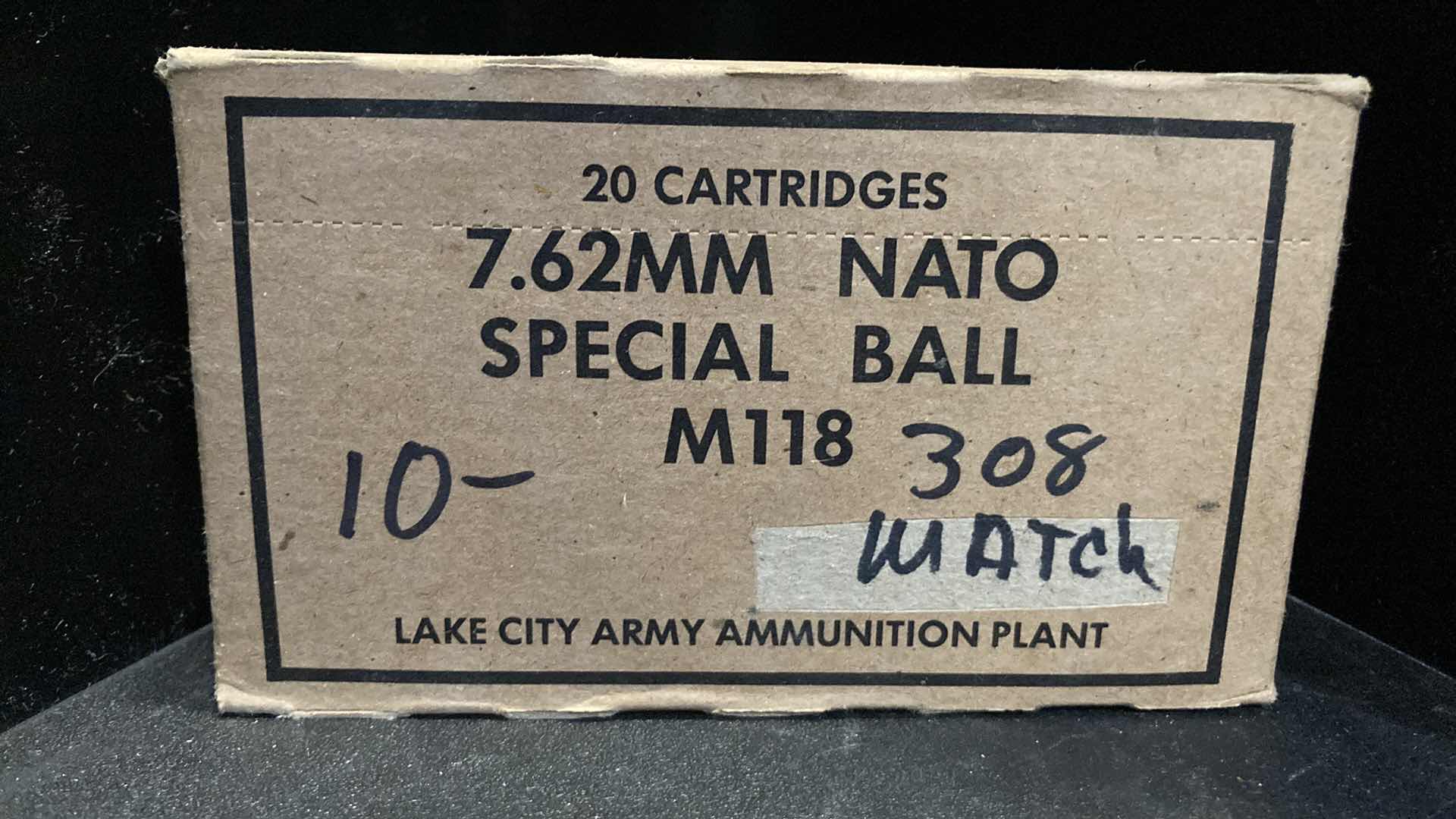 Photo 1 of LAKE CITY ARMY 7.62 NATO SPEC BALL M118 MATCH 308 AMMO (20)