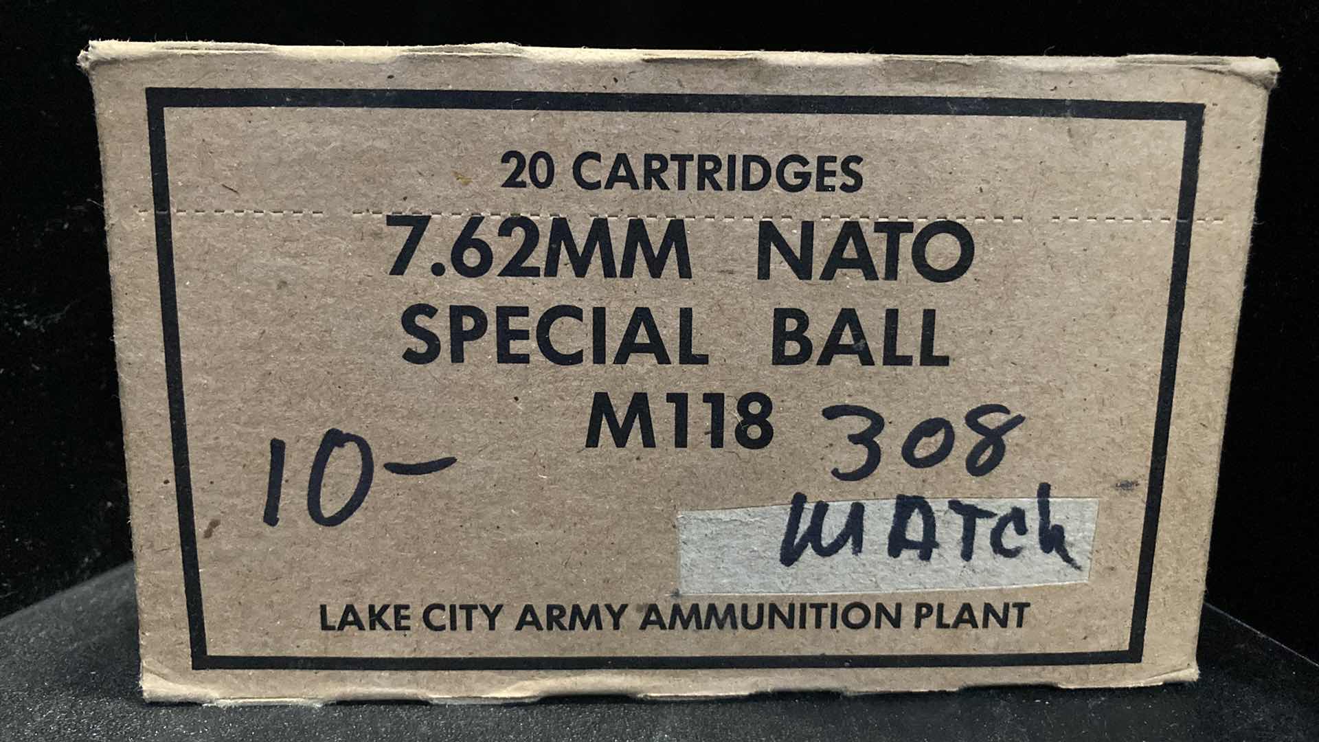 Photo 1 of LAKE CITY ARMY 7.62 NATO SPEC BALL M118 MATCH 308 AMMO (20)