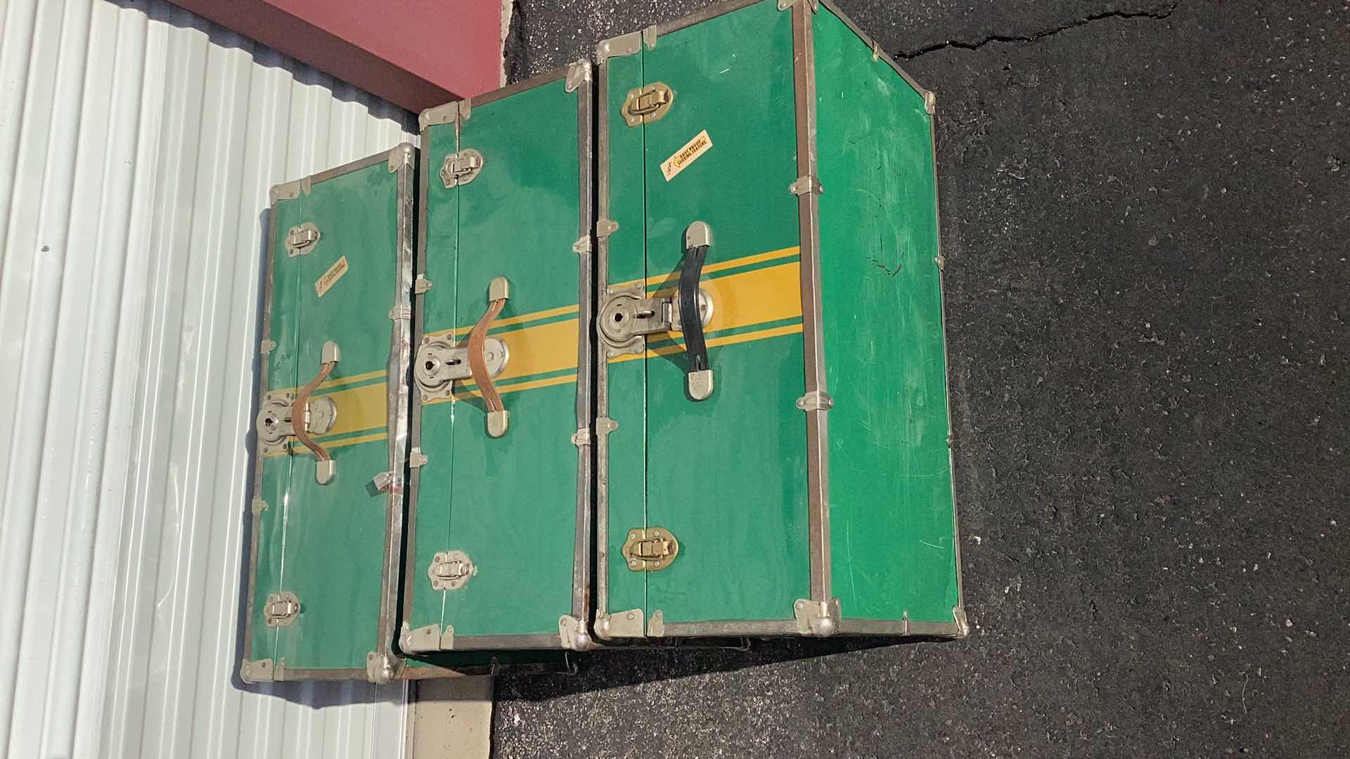Photo 1 of 3-GREEN METAL STORAGE CHESTS 30” X 16" H12”