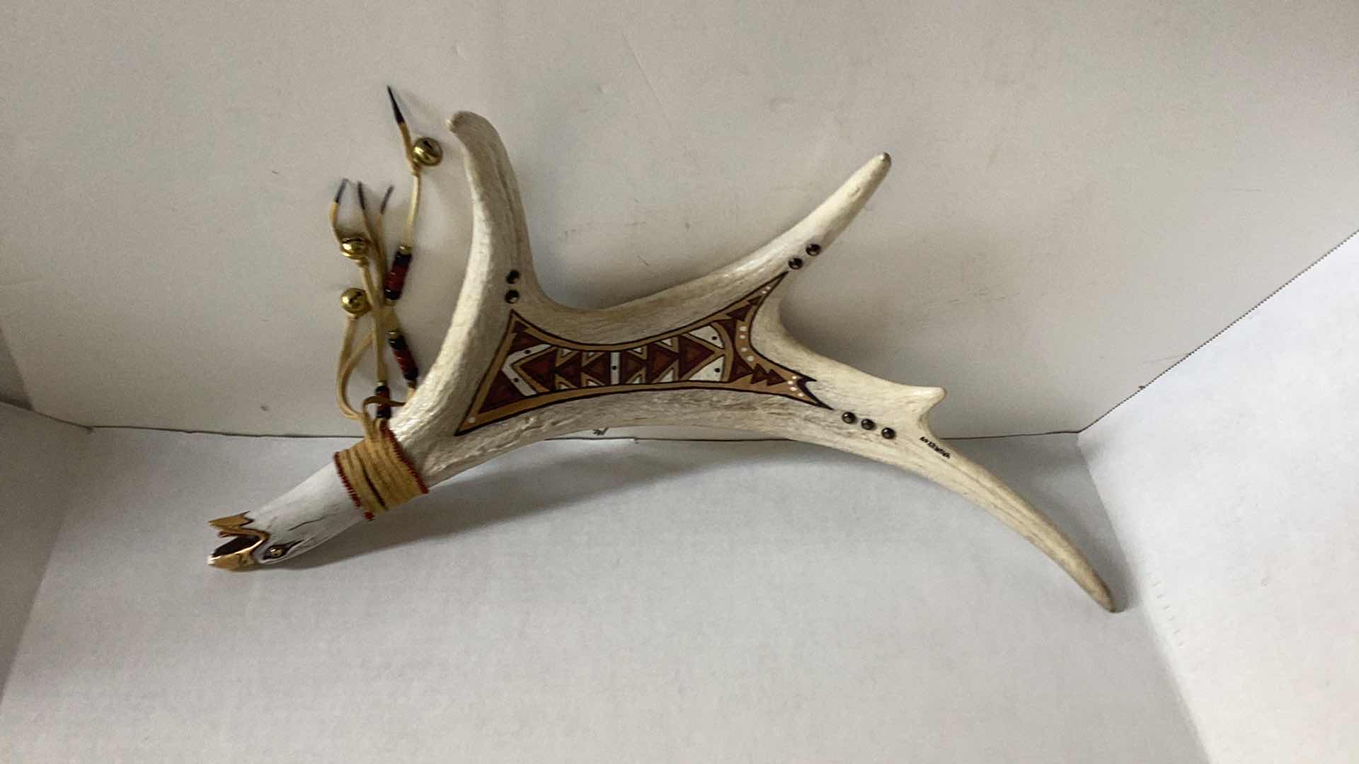 Photo 1 of DEER ANTLER INDIAN EAGLE WALL HANGING 20” LONG