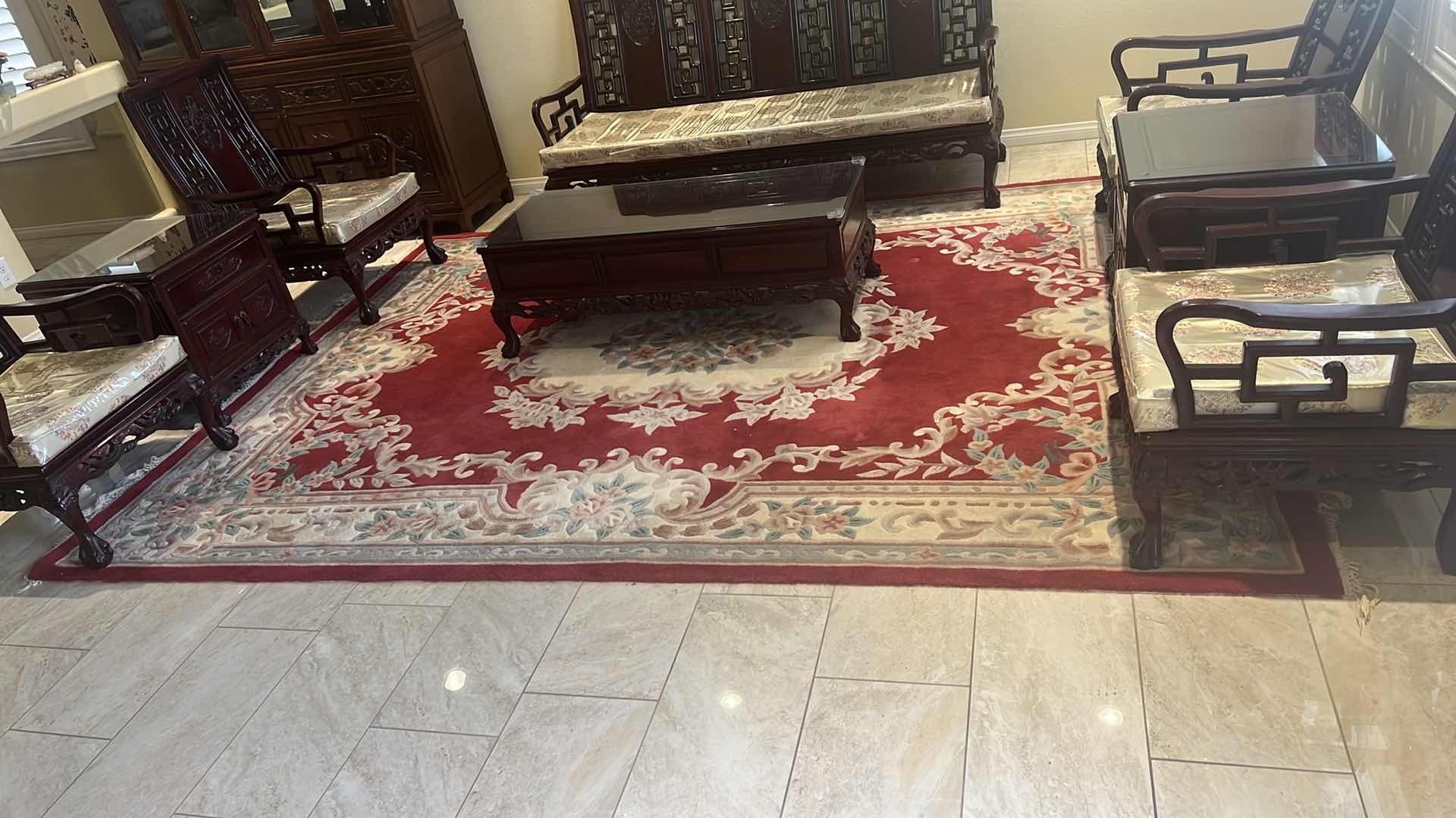 Photo 3 of BURGUNDY FLORAL AREA RUG 11' x 8'