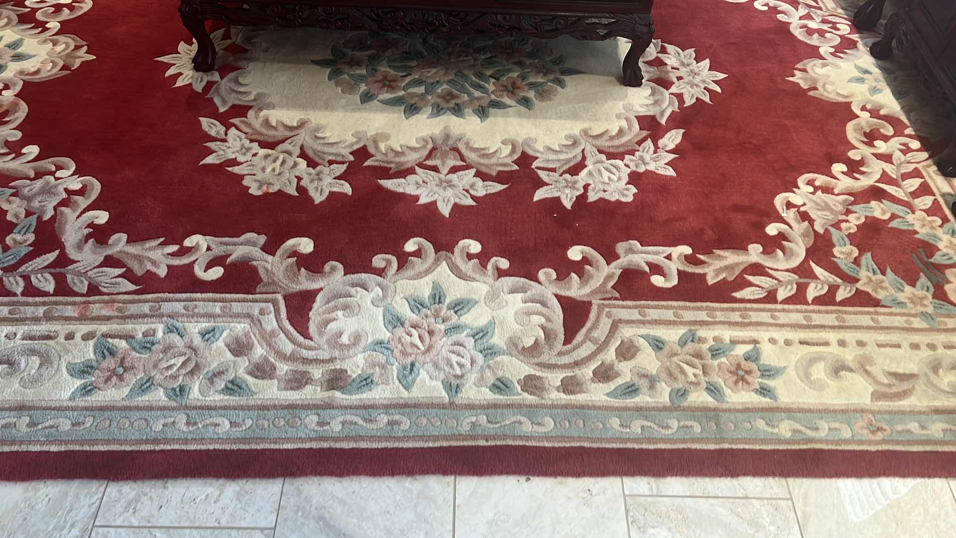 Photo 2 of BURGUNDY FLORAL AREA RUG 11' x 8'