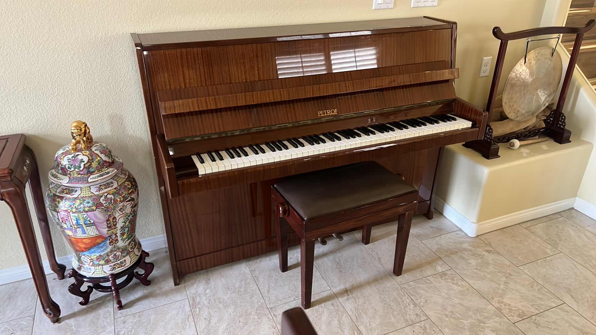 Photo 14 of VINTAGE PETROF UPRIGHT WALNUT PIANO W BENCH