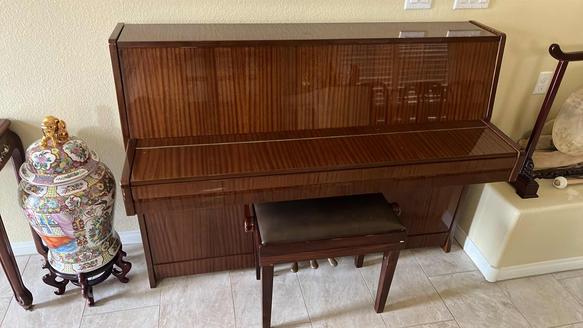 Photo 12 of VINTAGE PETROF UPRIGHT WALNUT PIANO W BENCH