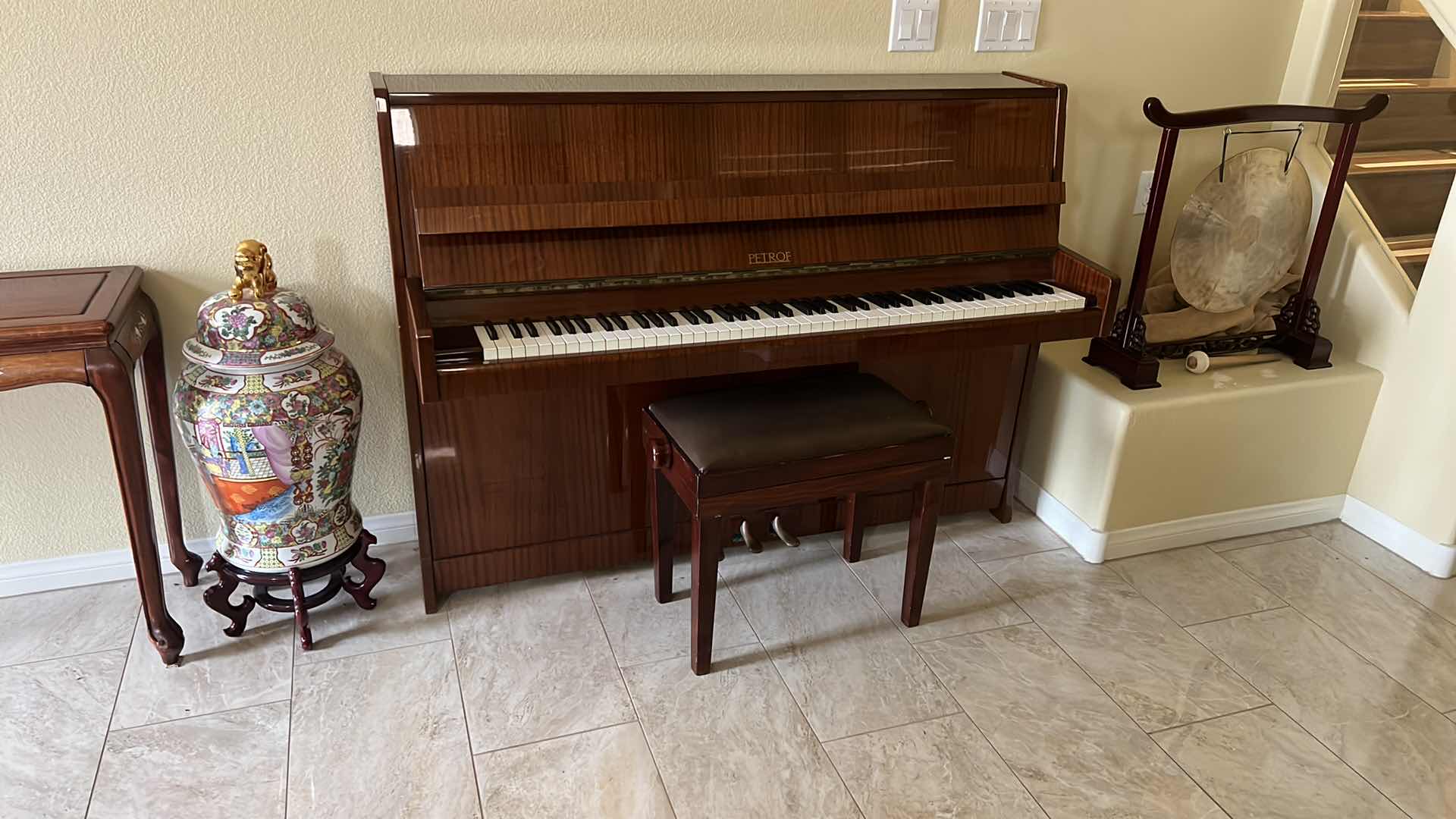 Photo 4 of VINTAGE PETROF UPRIGHT WALNUT PIANO W BENCH