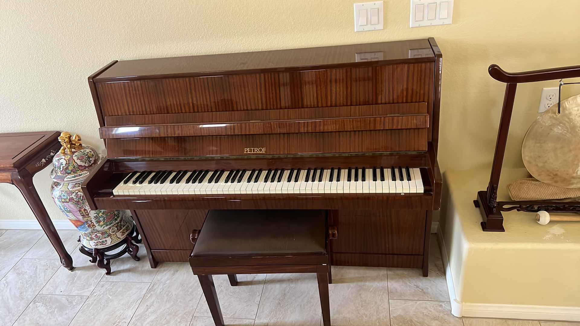 Photo 13 of VINTAGE PETROF UPRIGHT WALNUT PIANO W BENCH