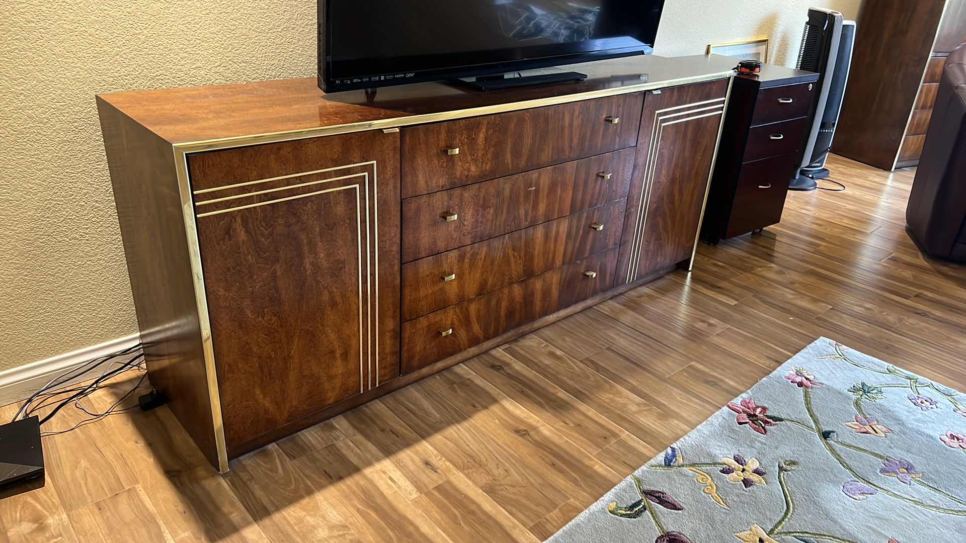 Photo 5 of VINTAGE JACK CARTWRIGHT FOR FOUNDERS ROSEWOOD 4 DRAWER DRESSER 72” x 18” H29” (TV SOLD SEPARATELY)