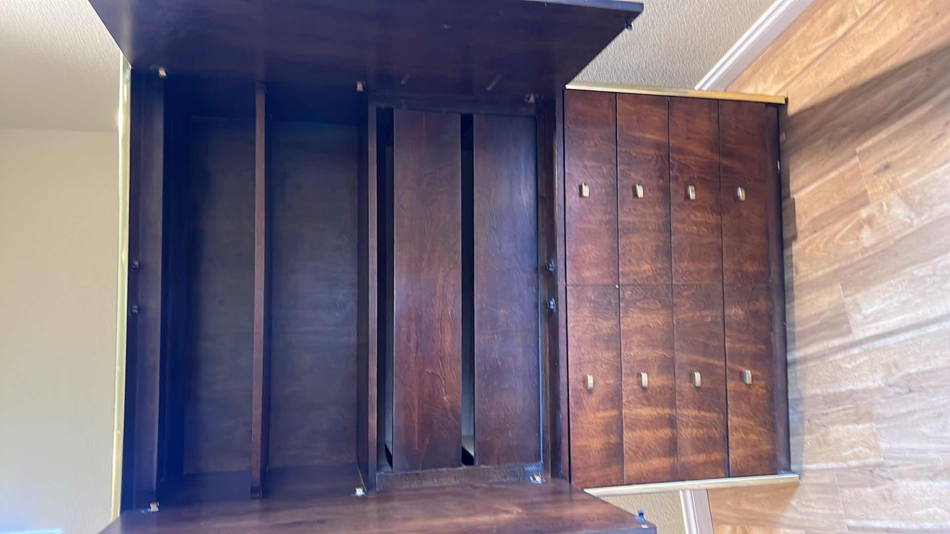 Photo 4 of VINTAGE JACK CARTWRIGHT FOR FOUNDERS ROSEWOOD ARMOIRE W CHEST OF DRAWERS 40” x 18” H64” 