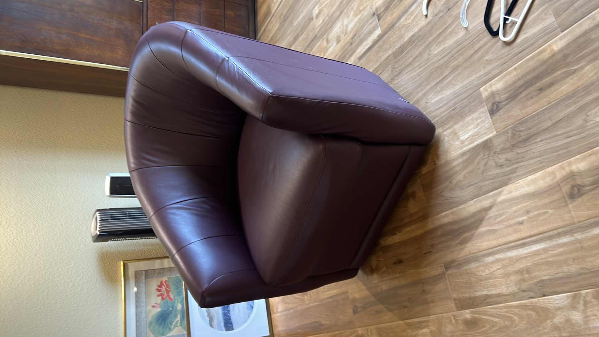 Photo 3 of BURGUNDY LEATHER SWIVEL CLUB CHAIR