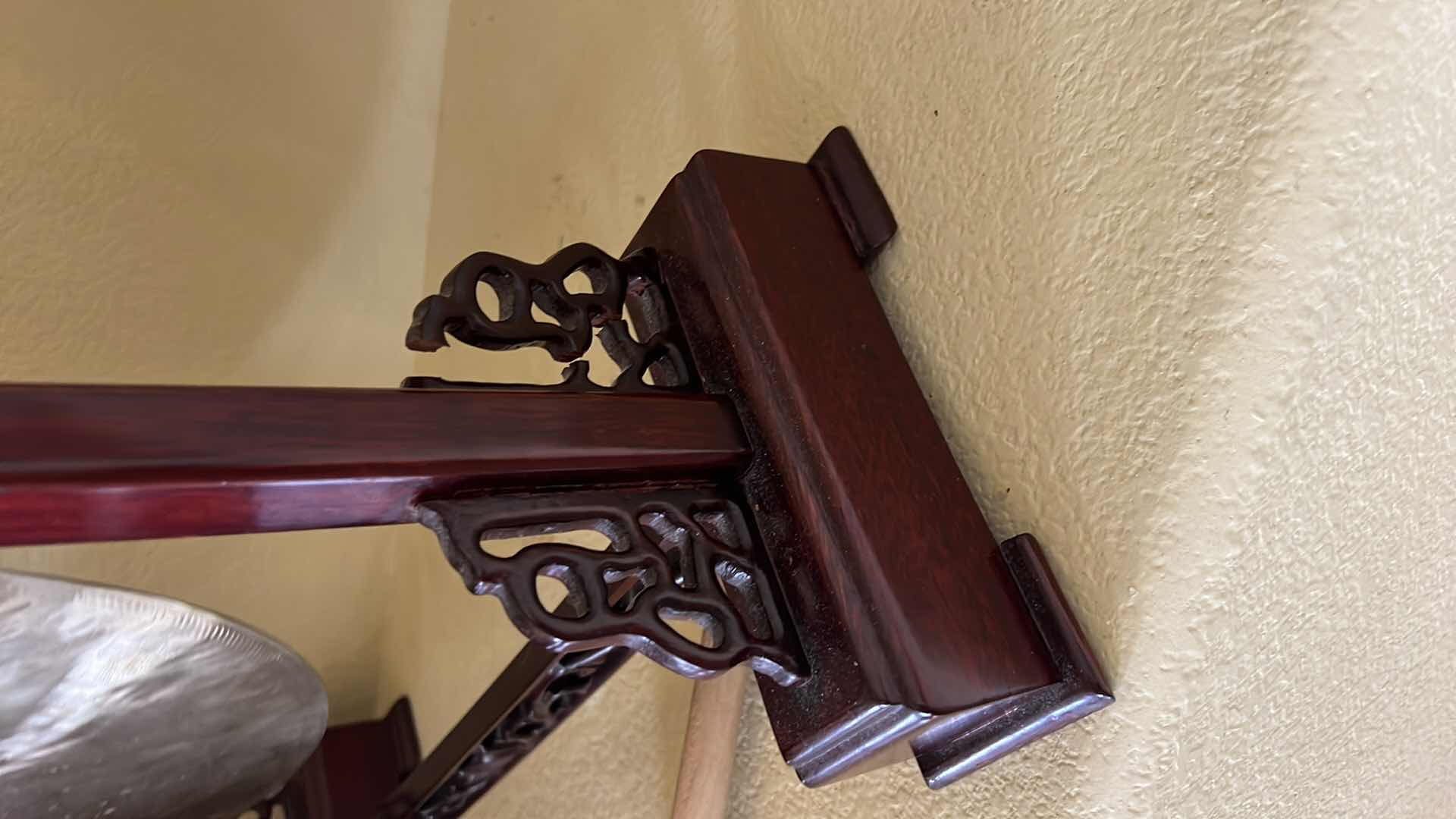 Photo 7 of FENG SHUI CHINESE MAHOGANY W BRASS DESKTOP GONG 