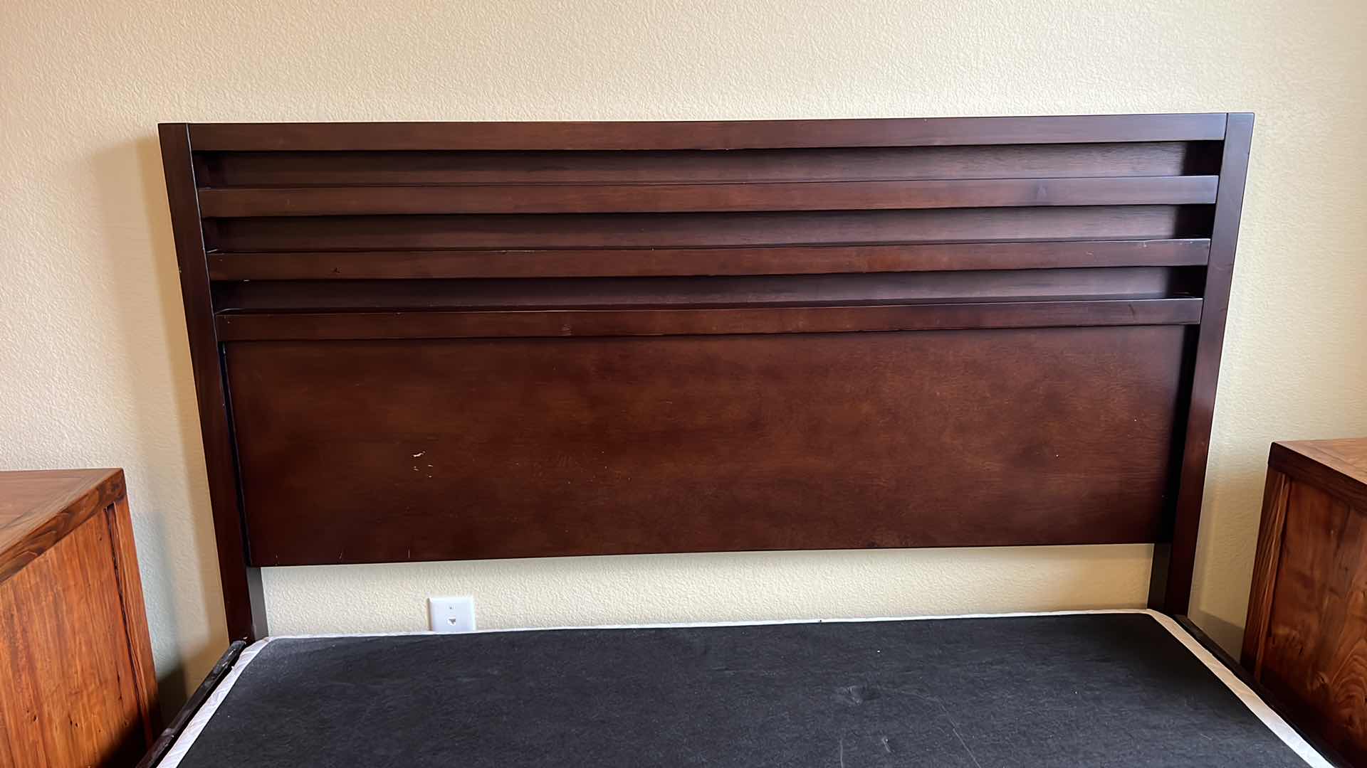 Photo 4 of QUEEN WALNUT WOOD PLATFORM BED FRAME W BOX SPRING (NO MATTRESS)