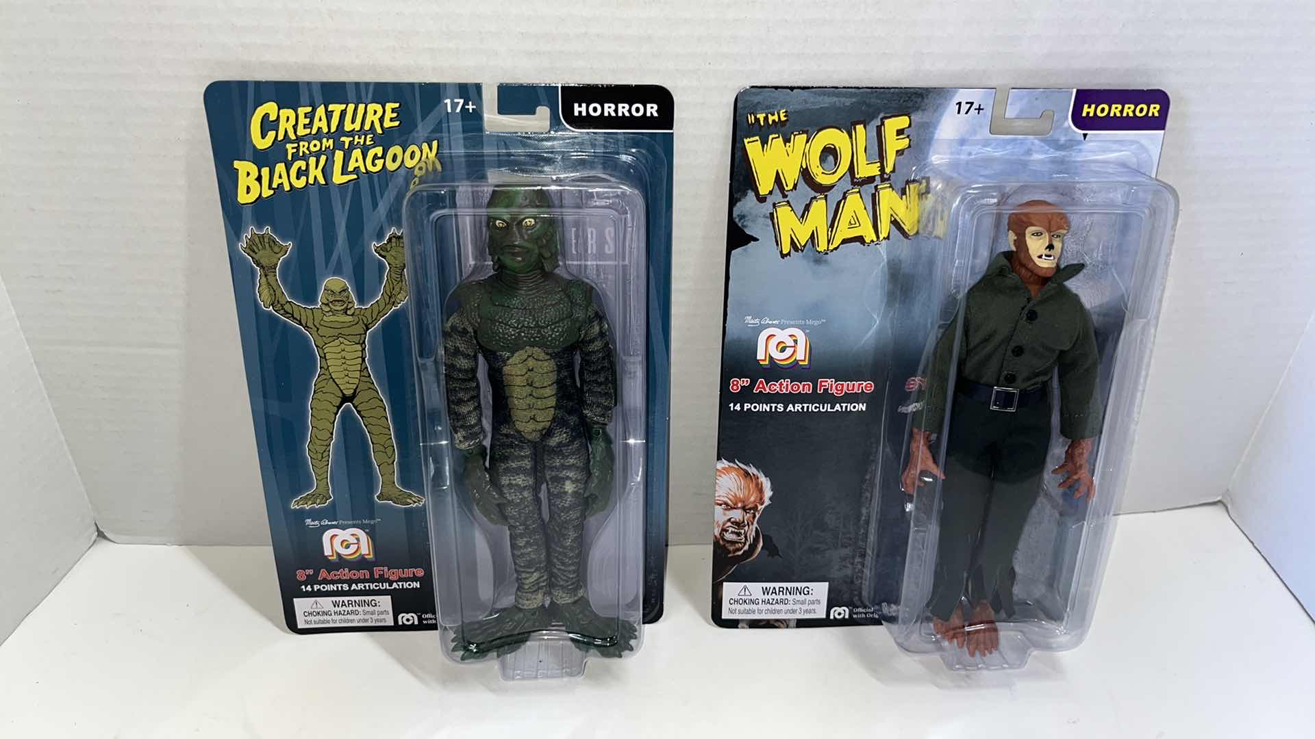 Photo 1 of NIB WORLDS GREATEST MEGO MONSTERS 8” ACTION FIGURE, CREATURE FROM THE BLACK LAGOON & THE WOLF MAN (2)