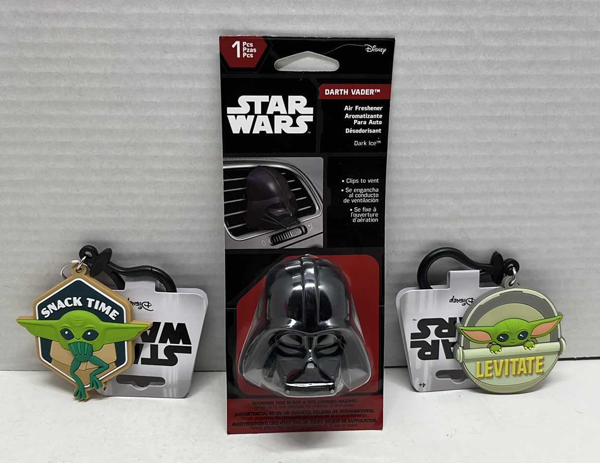 Photo 1 of NIP STAR WARS DARTH VADER VENT AIR FRESHENER & THE CHILD KEYCHAINS (3)