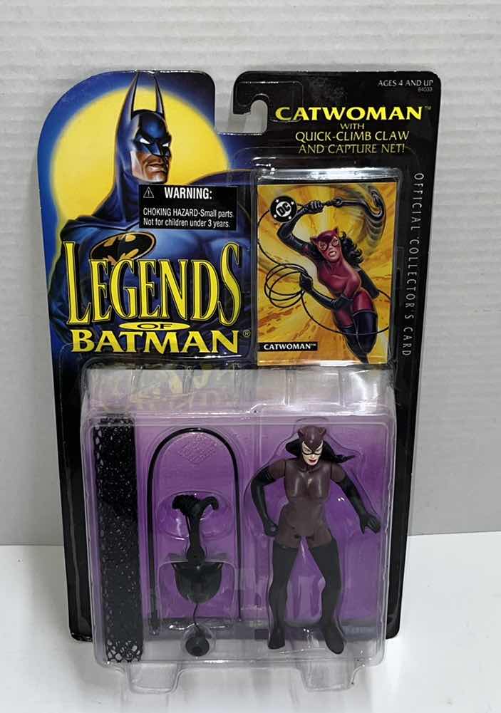 Photo 1 of NIP KENNER LEGENDS OF BATMAN ACTION FIGURE & ACCESSORIES, CATWOMAN W QUICK CLIMB CLAW/CAPTURE NET & COLLECTORS CARD (1)