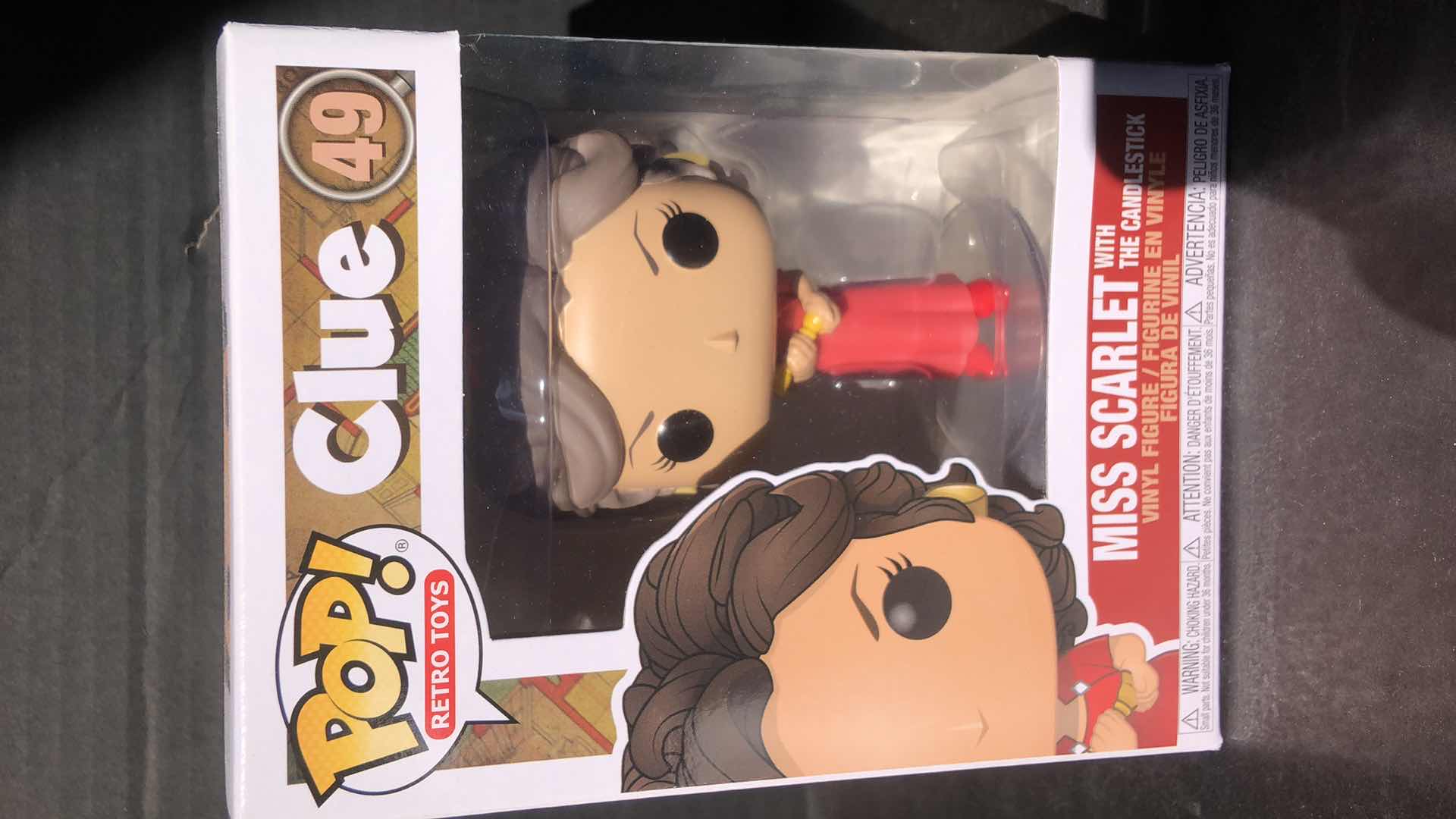 Photo 1 of NIB FUNKO POP RETRO CLUE MISS SCARLET WITH THE CANDLESTICK VINYL FIGURINE