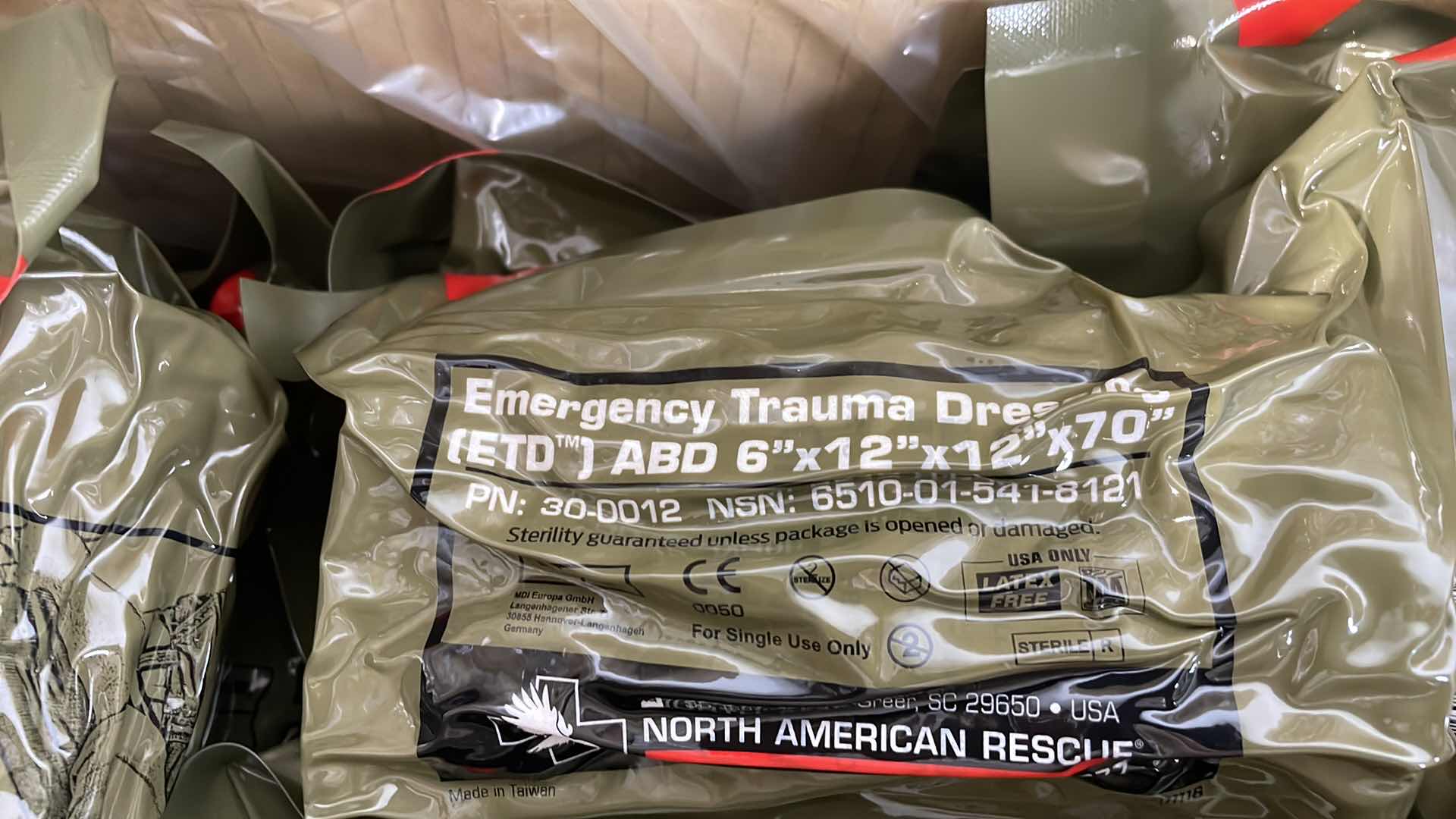 Photo 3 of EMERGENCY TRAUMA DRESSING 6” X 12” X 70” (25) EXP 6/23