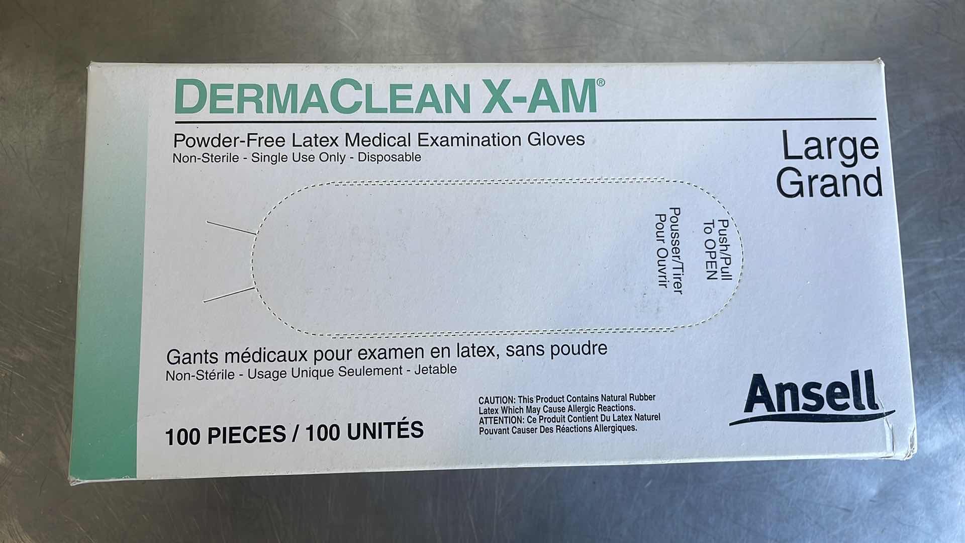 Photo 2 of DERMACLEAN X-AM LARGE POWDER FREE LATEX MEDICAL EXAMINATION GLOVES (10)