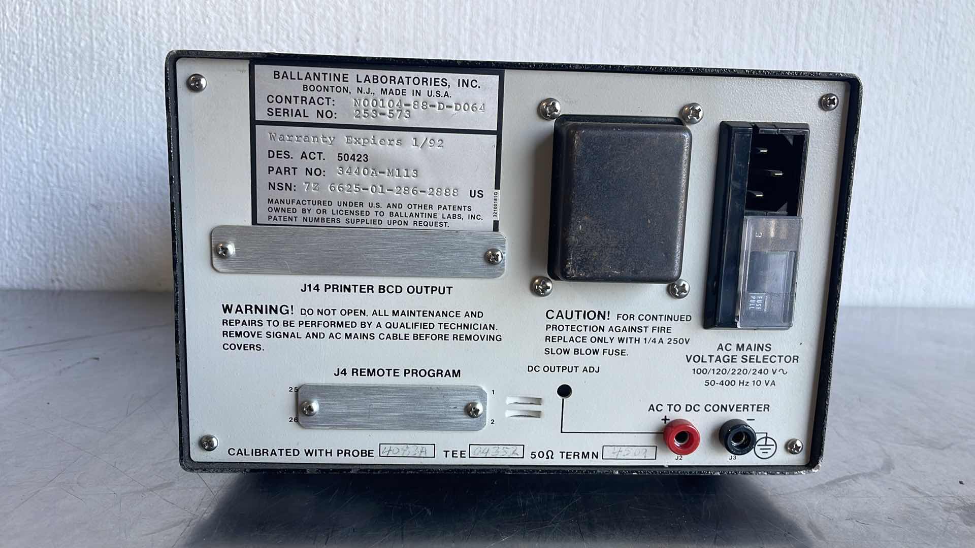 Photo 3 of BALLANTINE 3440A RF MILLIVOLTMETER