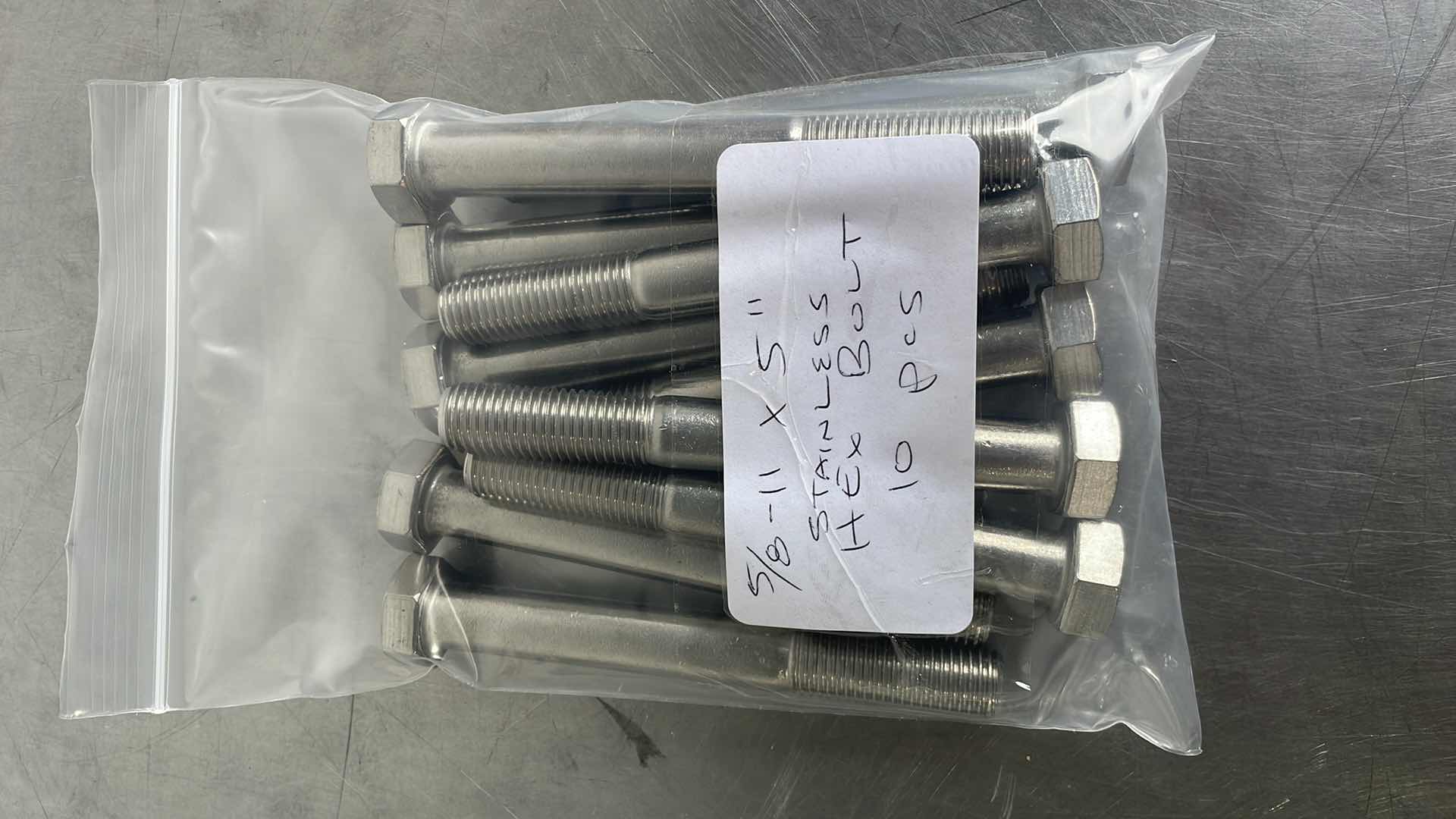 Photo 1 of 5/8-11 X 5” STAINLESS HEX BOLT 10 PCS