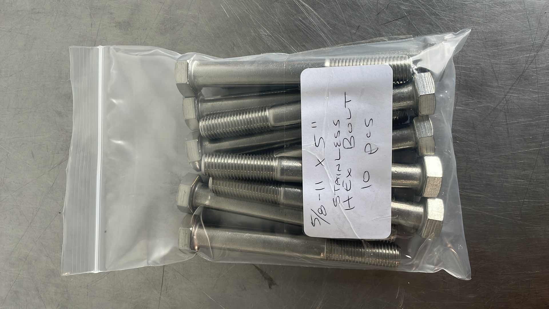 Photo 1 of 5/8-11 X 5” STAINLESS HEX BOLT 10 PCS