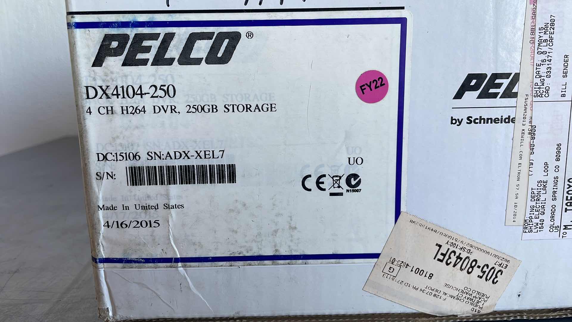 Photo 2 of PELCO DIGITAL VIDEO RECORDER DX 4104 SERIES