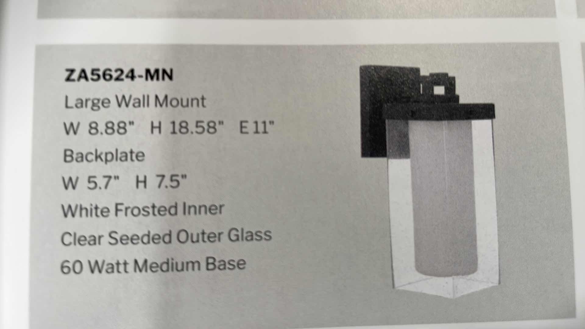 Photo 2 of CRAFTMADE HAYNER LARGE WALL MOUNT MODEL ZA5624-MN