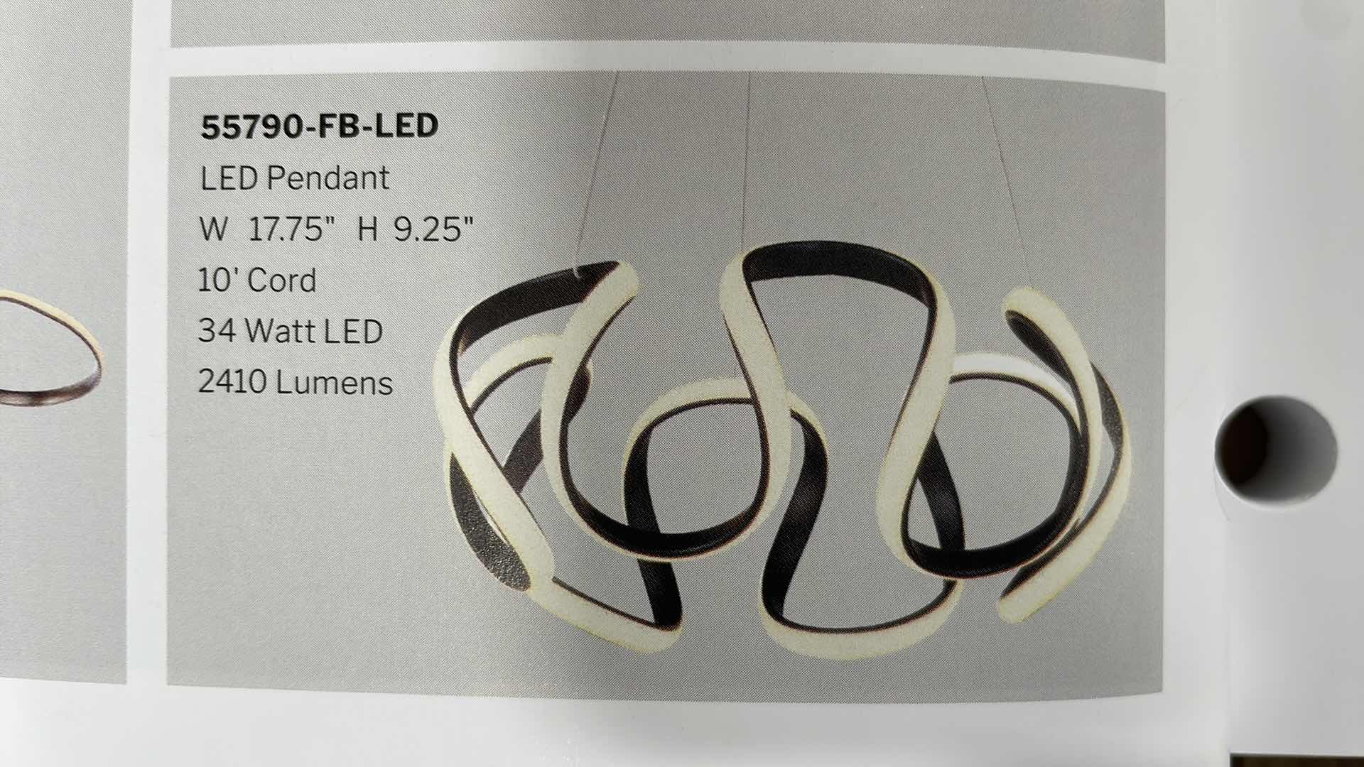 Photo 2 of CRAFTMADE PULSE DIMMABLE LED PENDANT MODEL 55790-FB-LED