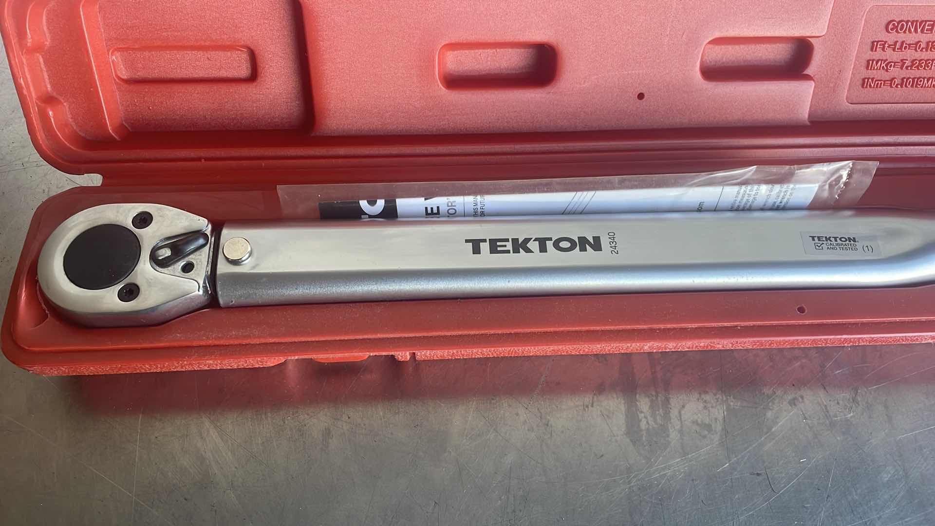 Photo 2 of TEKTON 1/2” DRIVE TORQUE WRENCH 24340 IN CASE