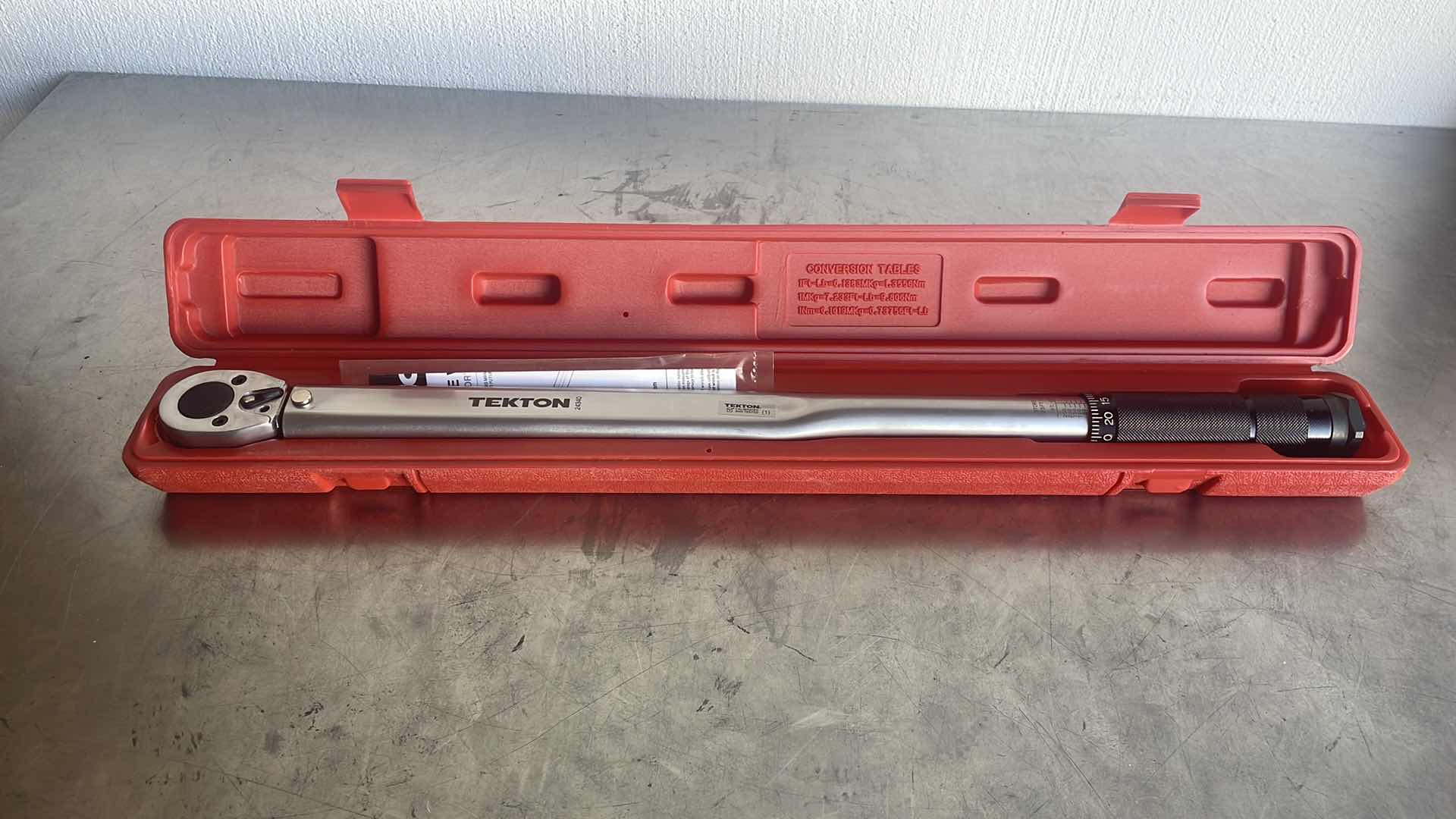 Photo 1 of TEKTON 1/2” DRIVE TORQUE WRENCH 24340 IN CASE