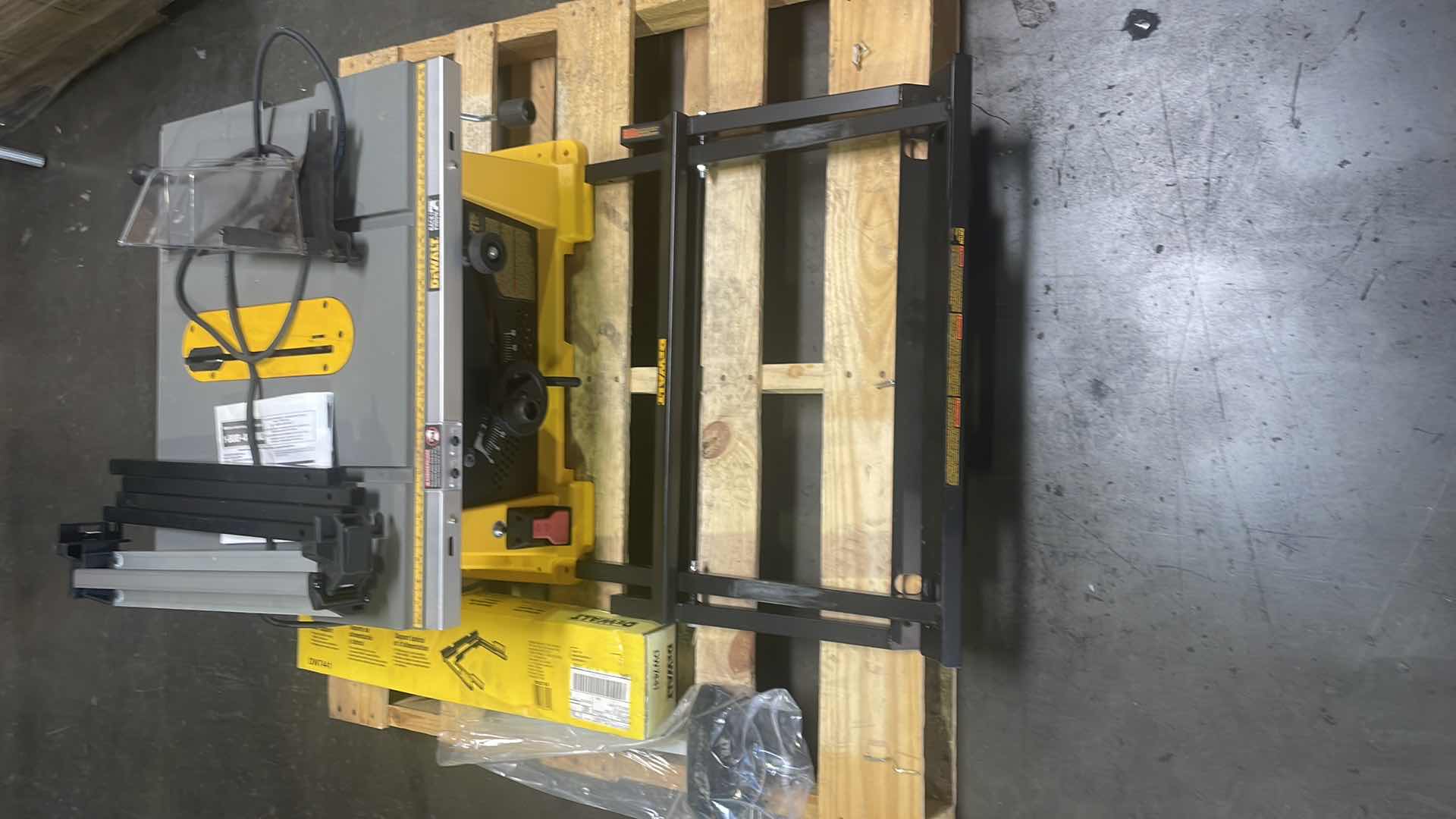 Photo 1 of DEWALT 10” TABLE SAW DW744 WITH STAND AND OUTFEED AND SIDE SUPPORT