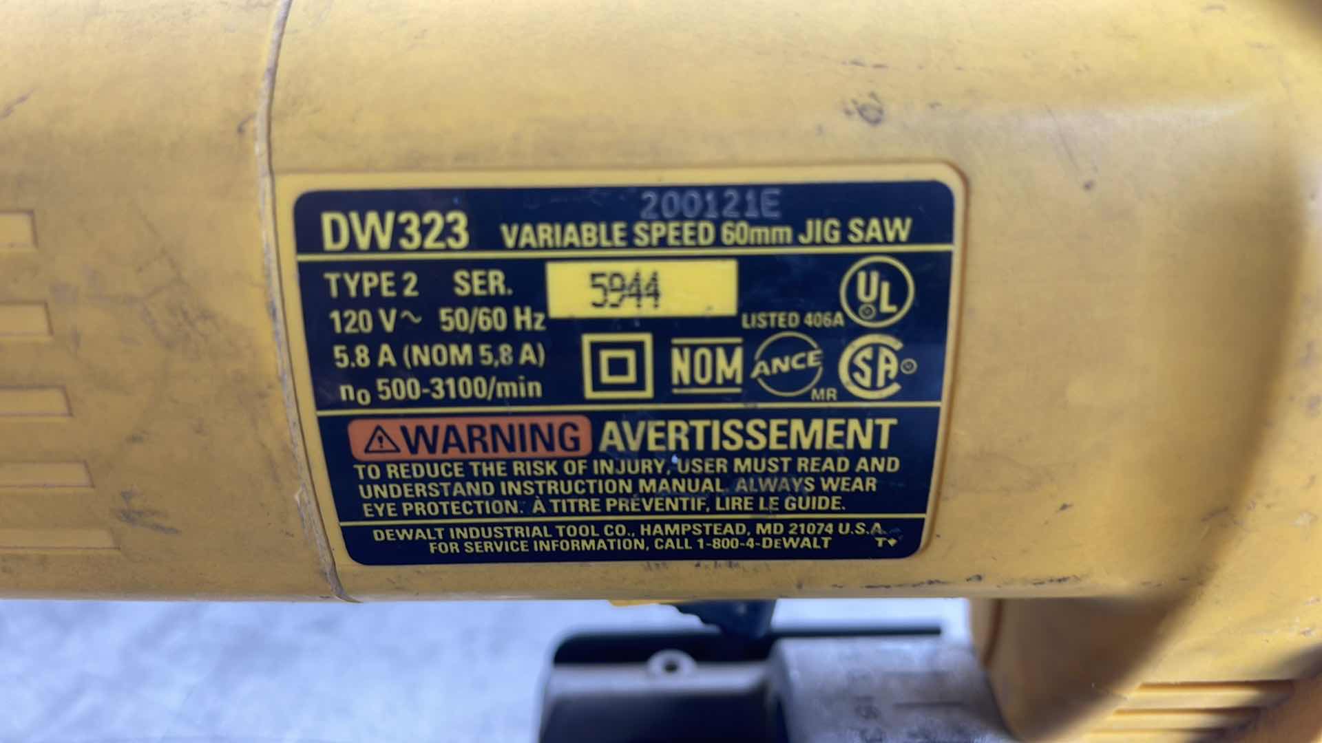 Photo 5 of DEWALT DW323 VARIABLE SPEED 6Omm JIG SAW