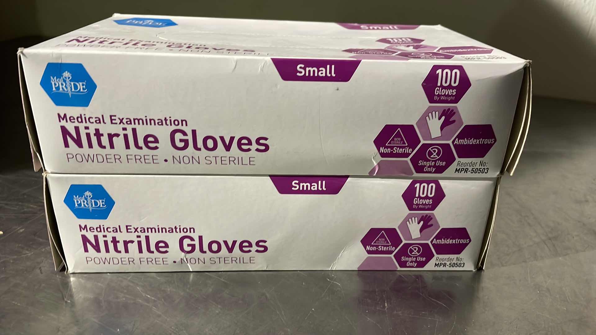 Photo 2 of MEDPRIDE POWDER-FREE NITRILE EXAM GLOVES SMALL, PACK OF 100 (2 BOXES)