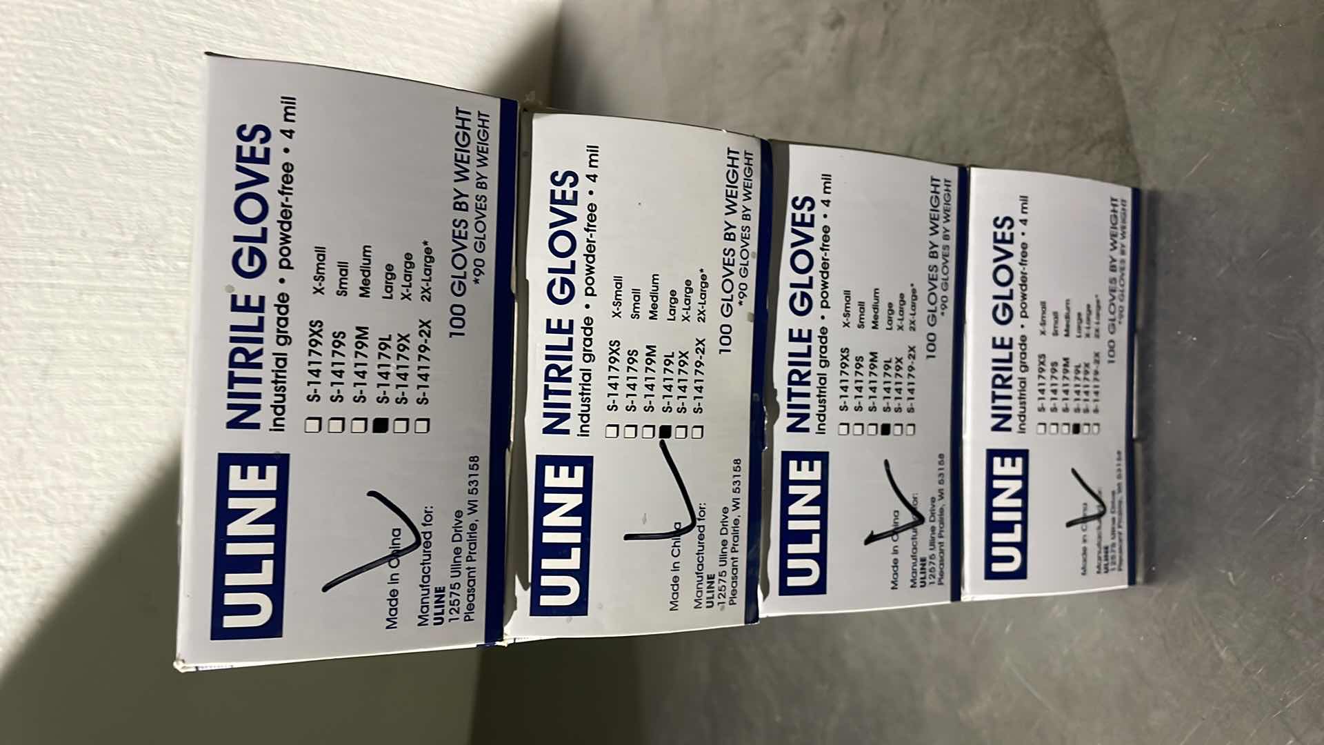 Photo 3 of ULINE INDUSTRIAL NITRILE GLOVES - POWDER-FREE, 4 MIL, LARGE (4 BOXES)