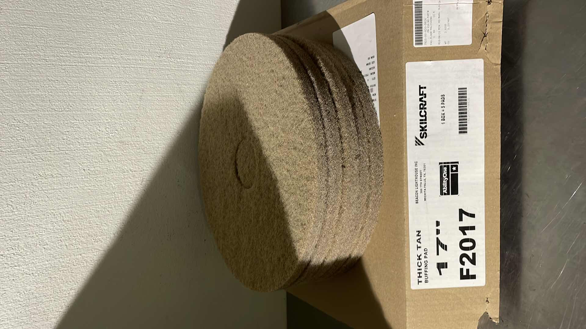 Photo 2 of SKILCRAFT 17” THICK TAN BUFFING PAD F2017 (5 PER BOX)