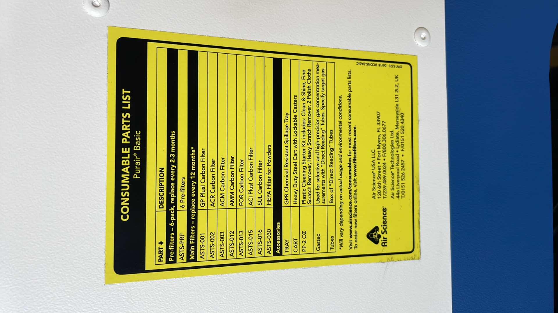 Photo 2 of PURAIR DUCTLESS FUME HOOD 24”
PURAIR P5-24 AIR SCIENCE