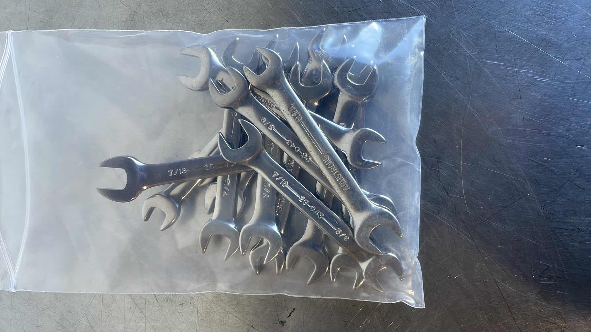 Photo 1 of ARMSTRONG U.S.A. 3/8 & 7/16 OPEN END WRENCHES (13)